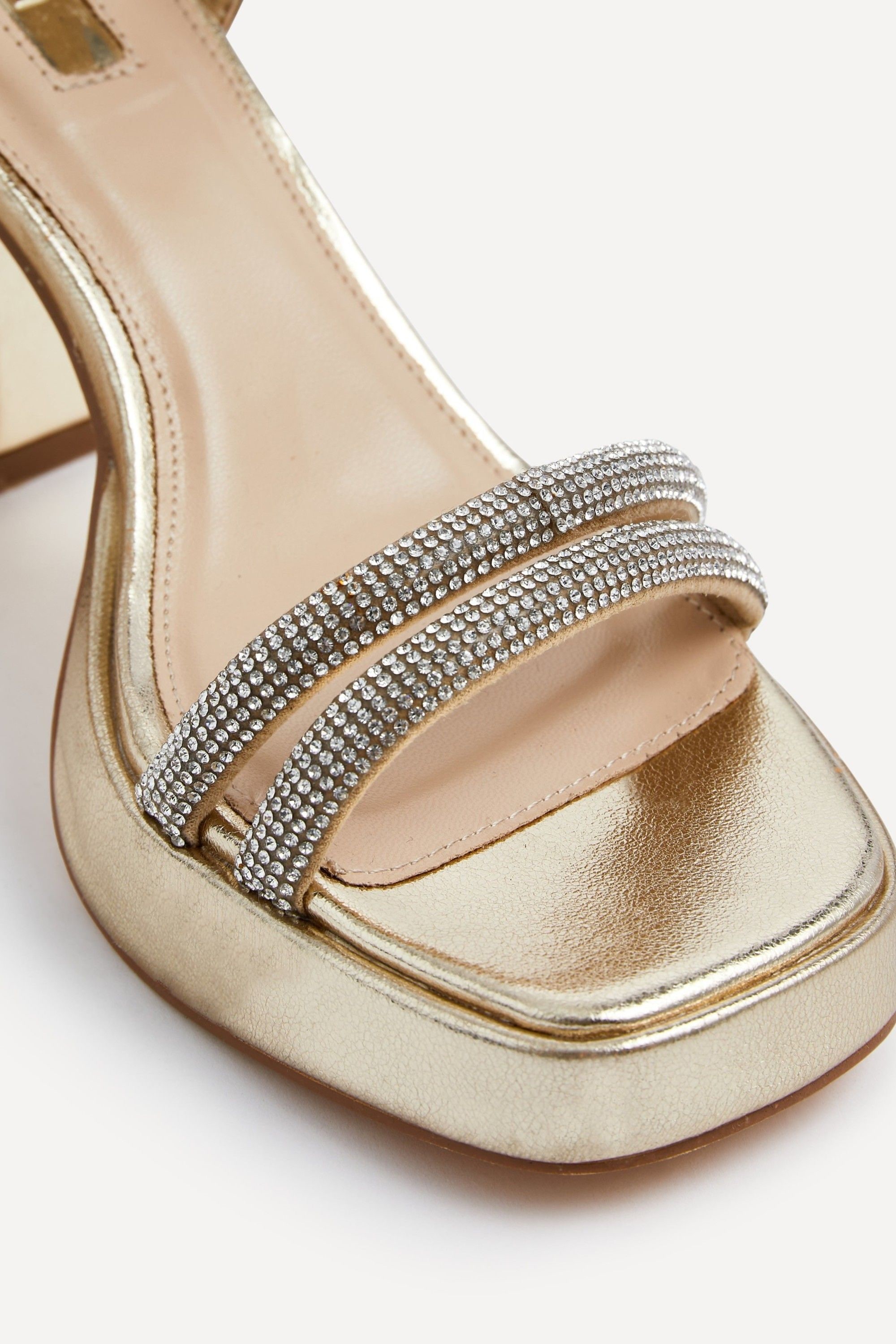 Linzi Xandra Gold Faux Leather Diamante Platform Heels image 4