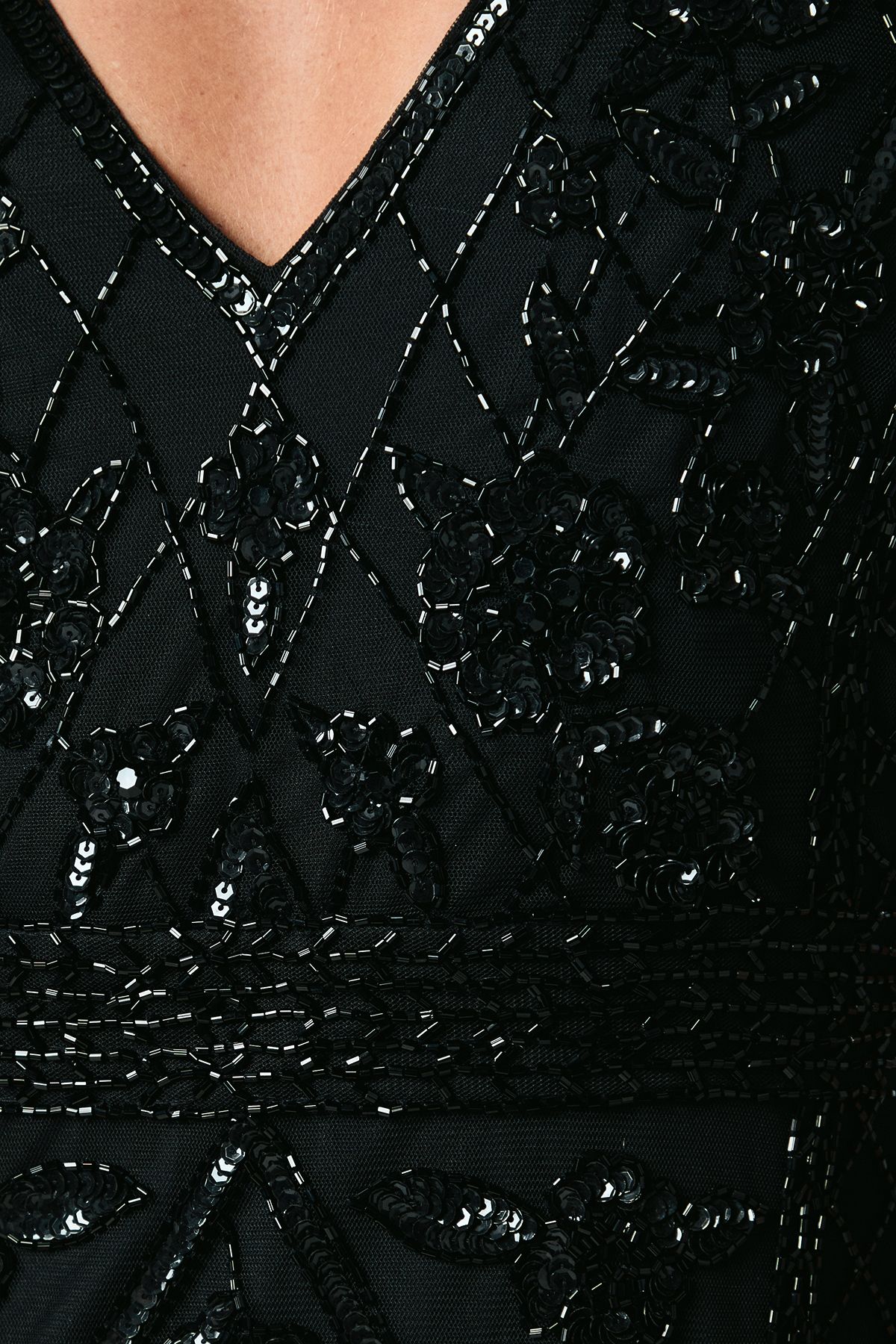 Coast Plunge Floral Embellished Bridesmaid Dress Black image 5