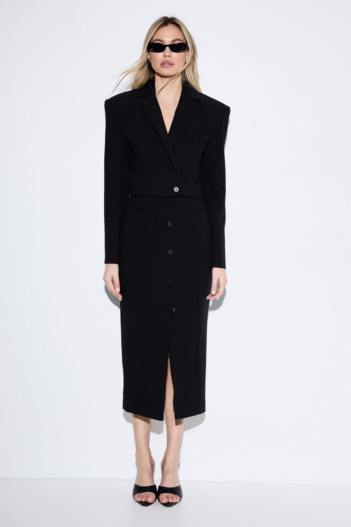 MissPap Premium Pleat Back Blazer Black