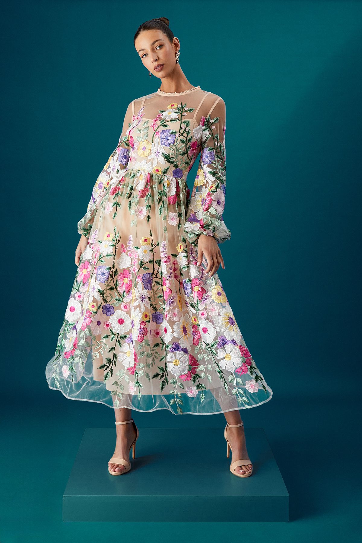 Coast Coast Muse Long Sleeve Embroidered Maxi Dress Multi image 1