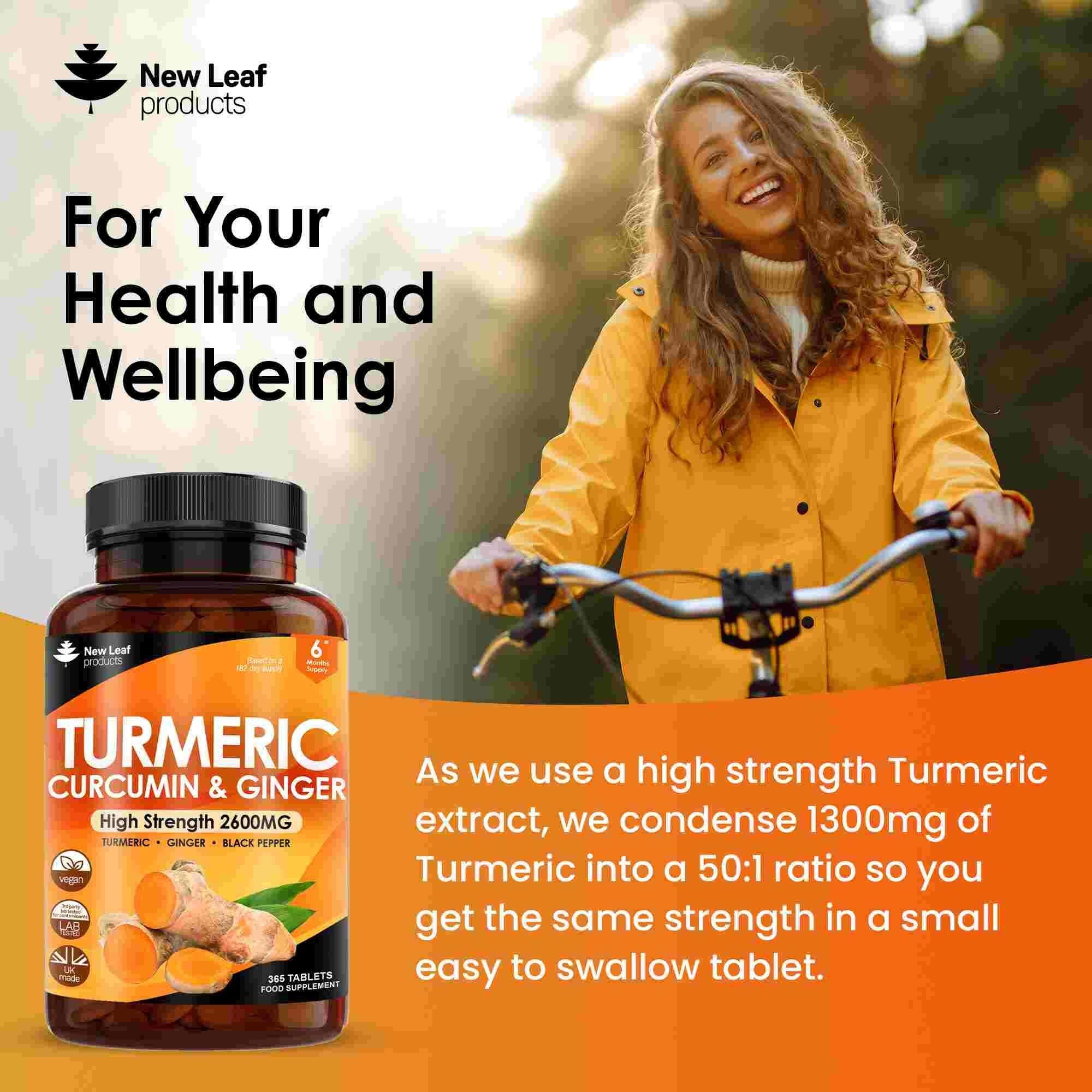 New leaf health Turmeric Supplements Ginger & Black Pepper Turmeric Tablets 95% Curcumin (6 months supply) image 3