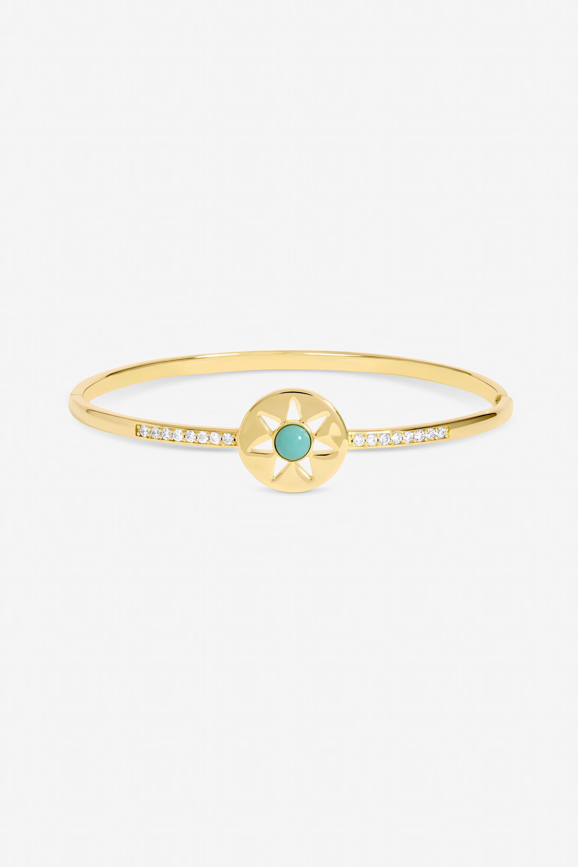Inicio Gold Plated and Turquoise Celestial Bangle - Gift Pouch