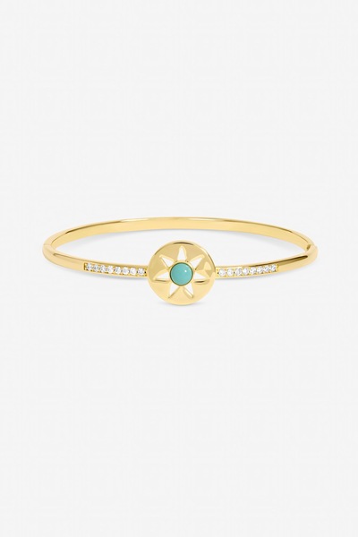 Inicio Gold Plated and Turquoise Celestial Bangle - Gift Pouch