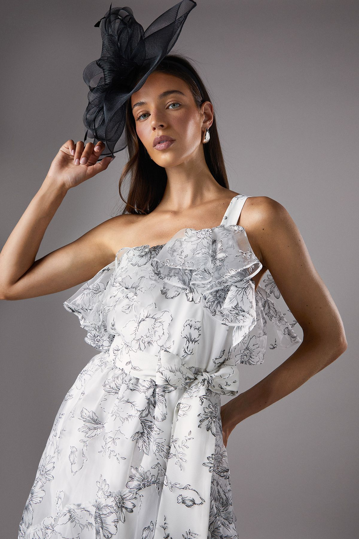 Coast Mono Races Printed Organza One Shoulder Dress Mono image 4