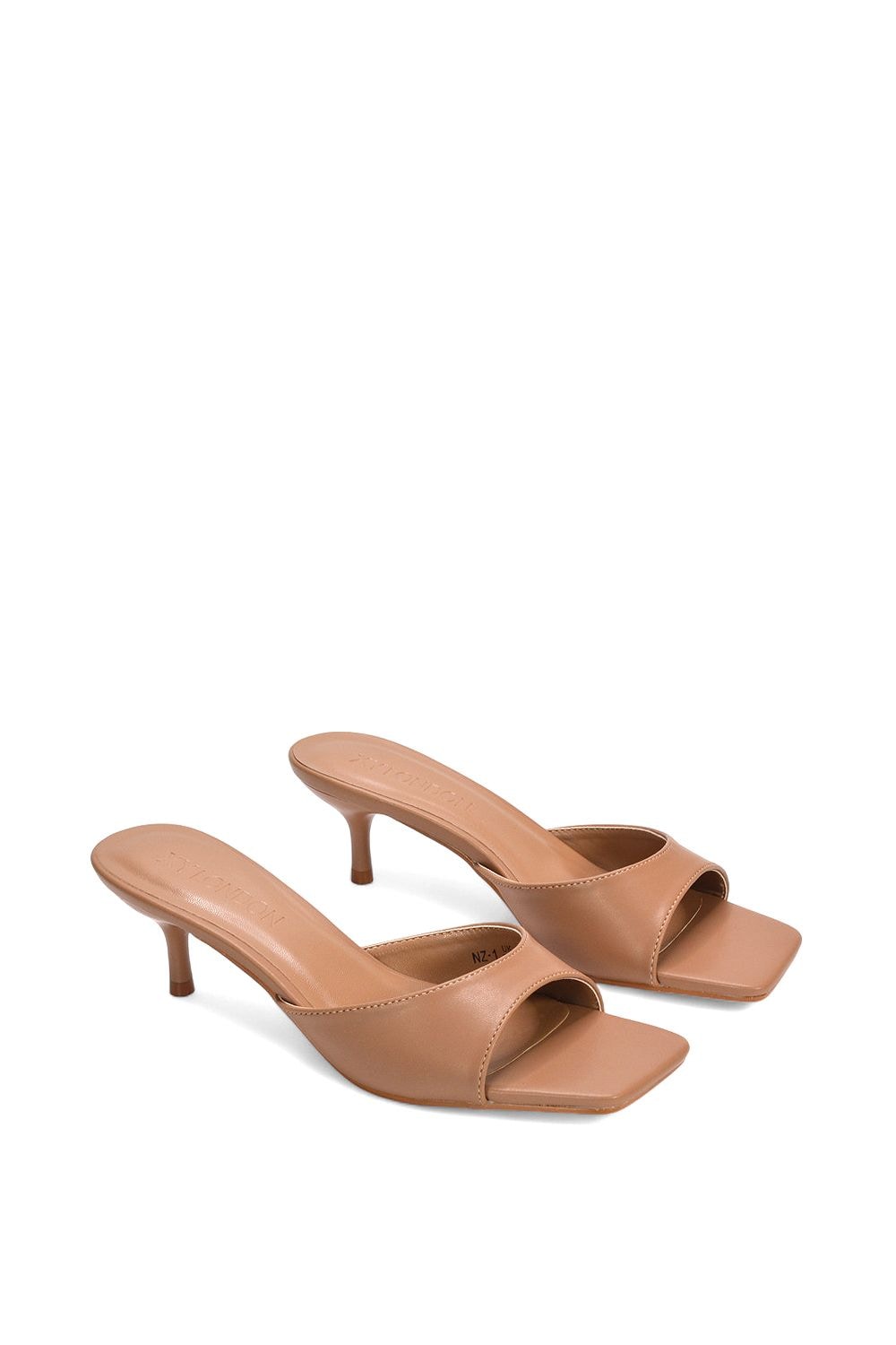 XY London 'Jane' Square Toe Kitten Heel Slip On Heeled Sandal Mules image 5