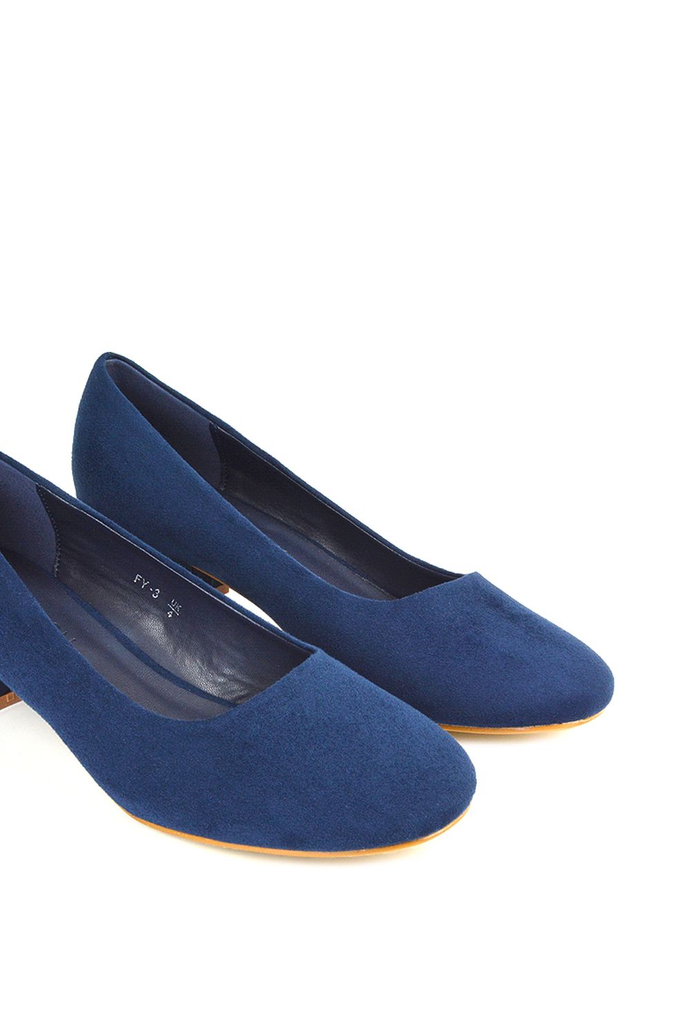 XY London 'Liberty' Low Block Heel Round Toe Slip On Court Shoes image 6