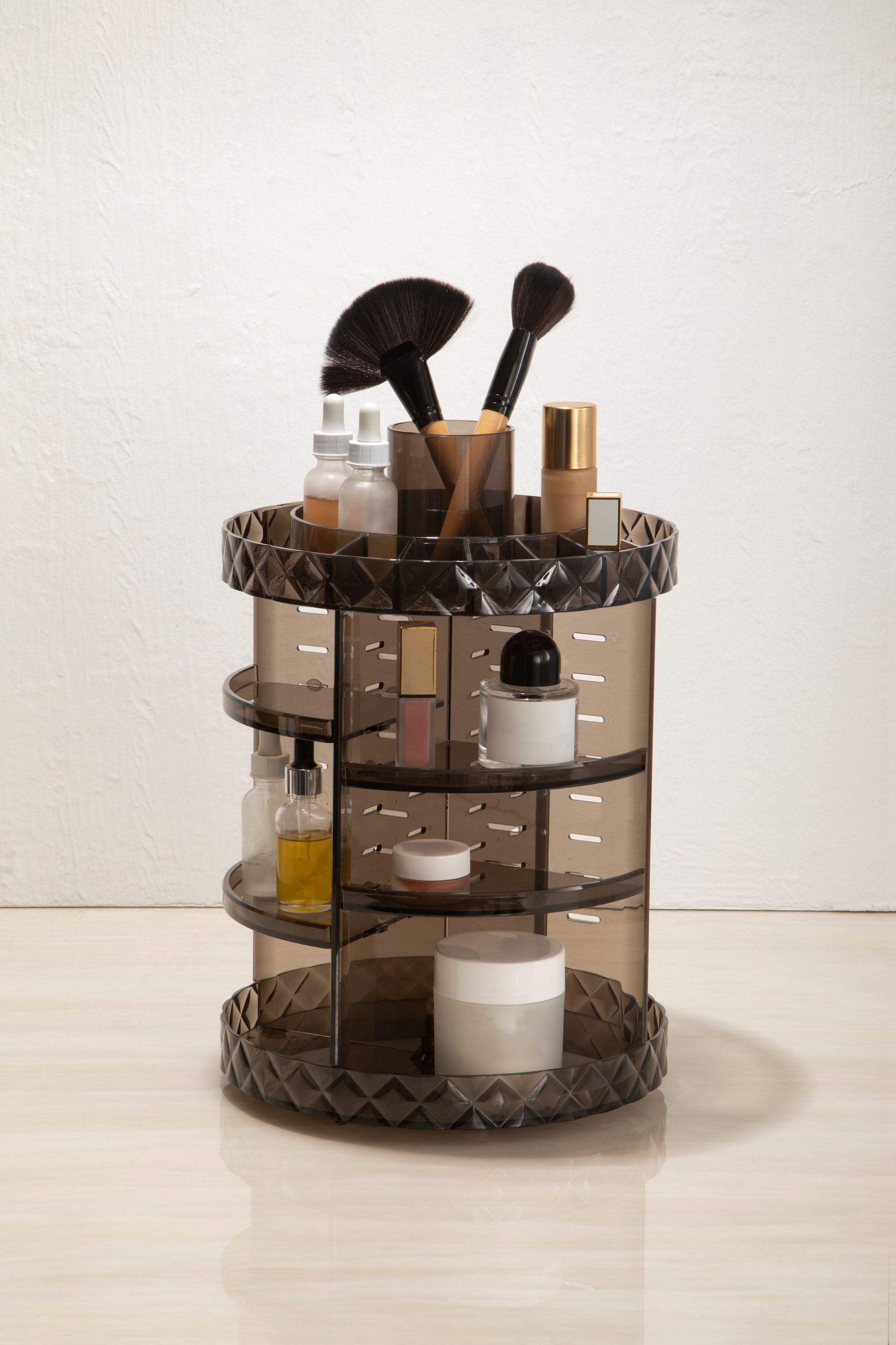 Orsina Sturdy 3 Tiered Round Revolving Black Cosmetics Organiser, Rotating Organiser, Makeup Drawer Organizer image 3