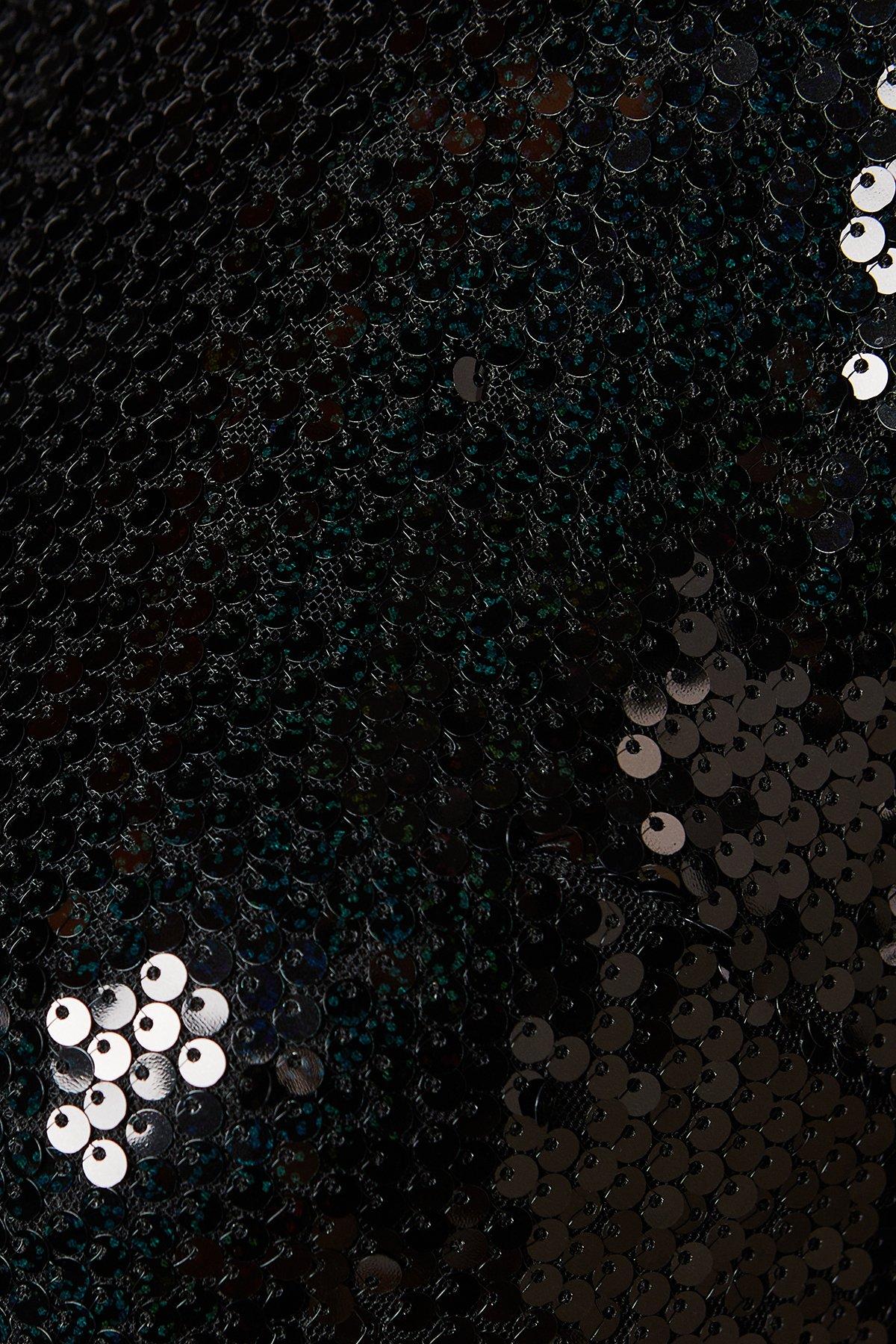 Oasis Sequin Flared Sleeve Mini Dress Dark Blue image 5