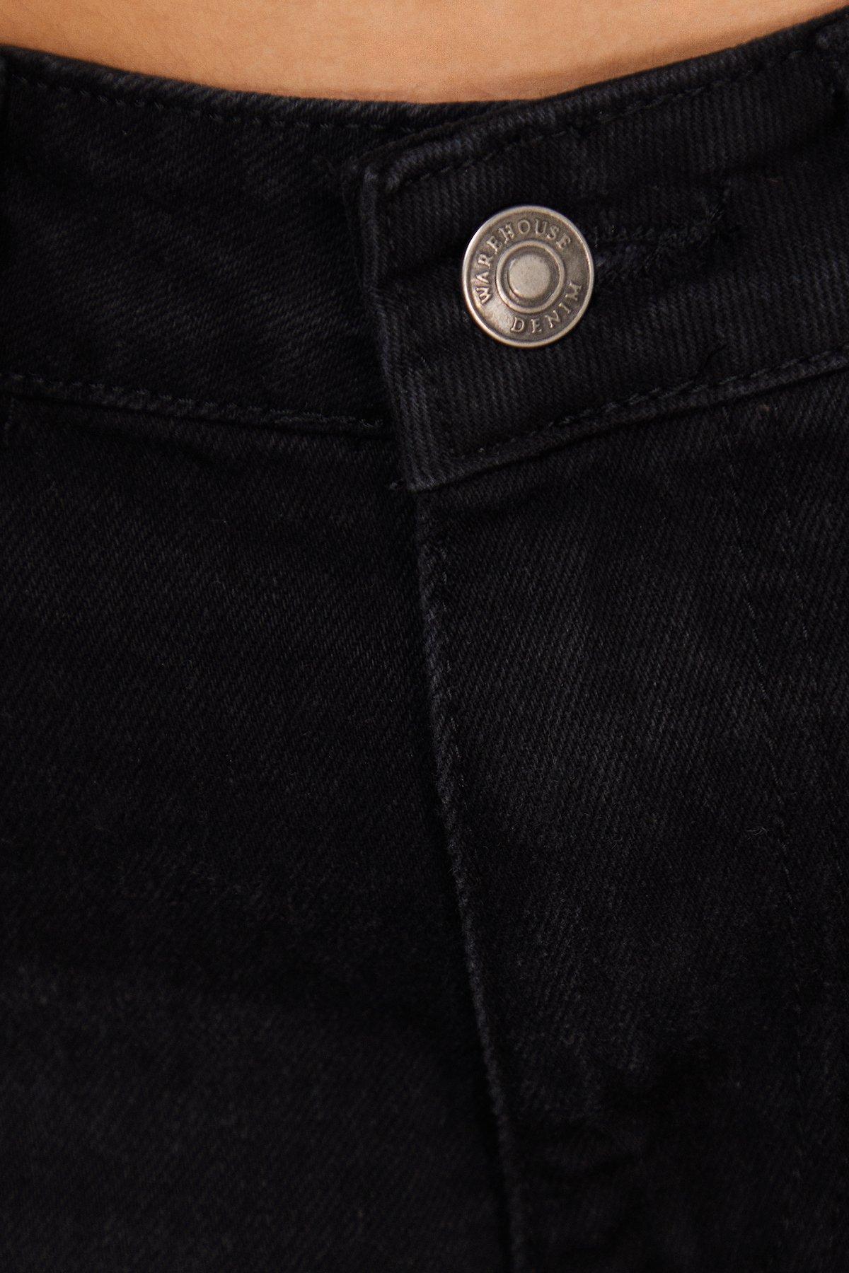 Warehouse Raw Edge Low Waist Dad Shorts Washed Black image 5