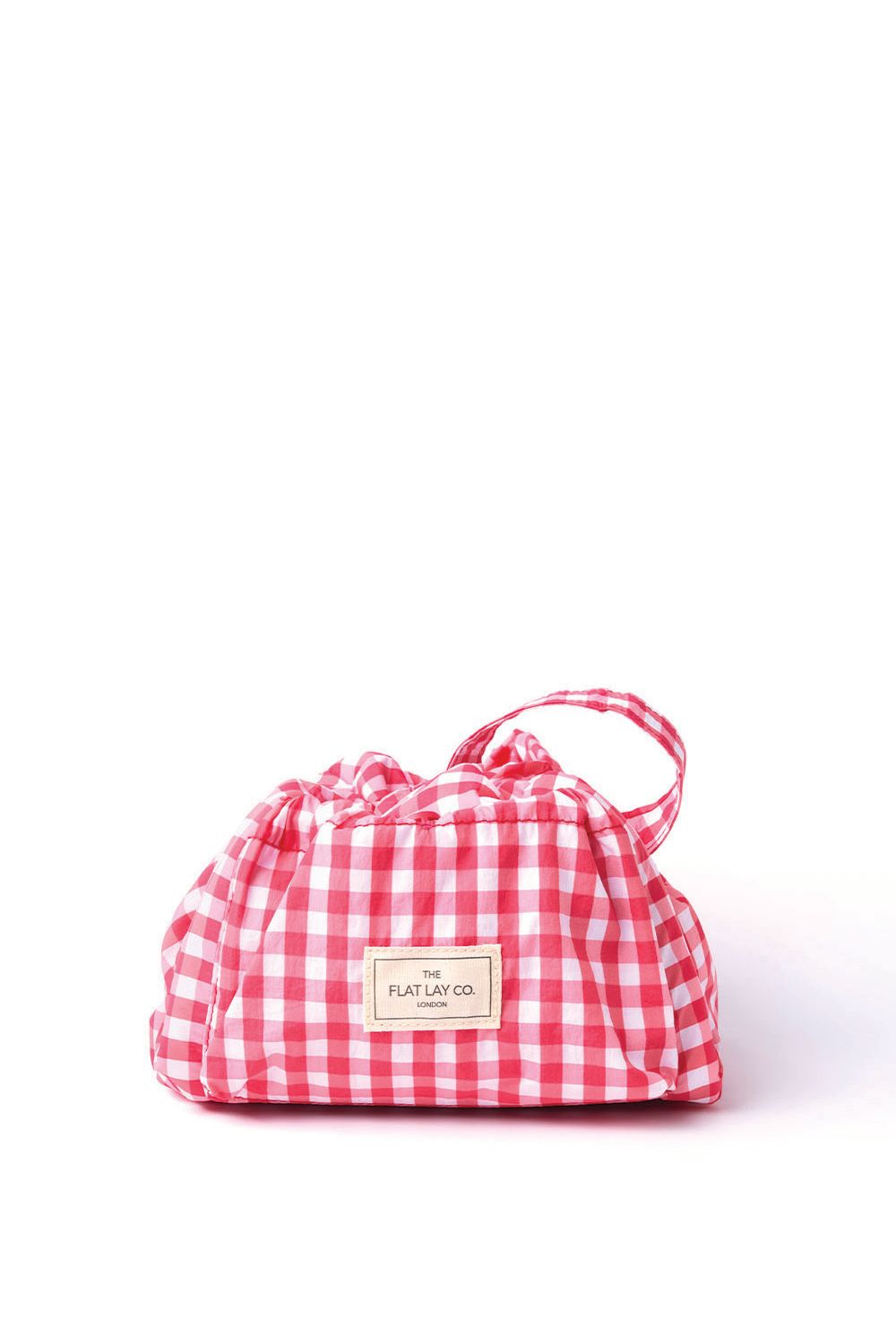 The Flat Lay Co Parachute Drawstring Flat Lay Makeup Bag - Red Gingham Multi image 1