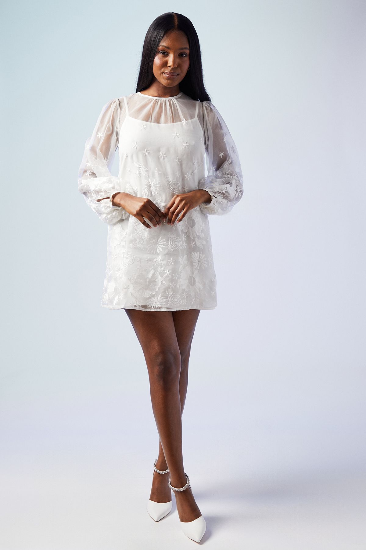 Coast Embroidered Organza Mini Wedding Dress Ivory image 2