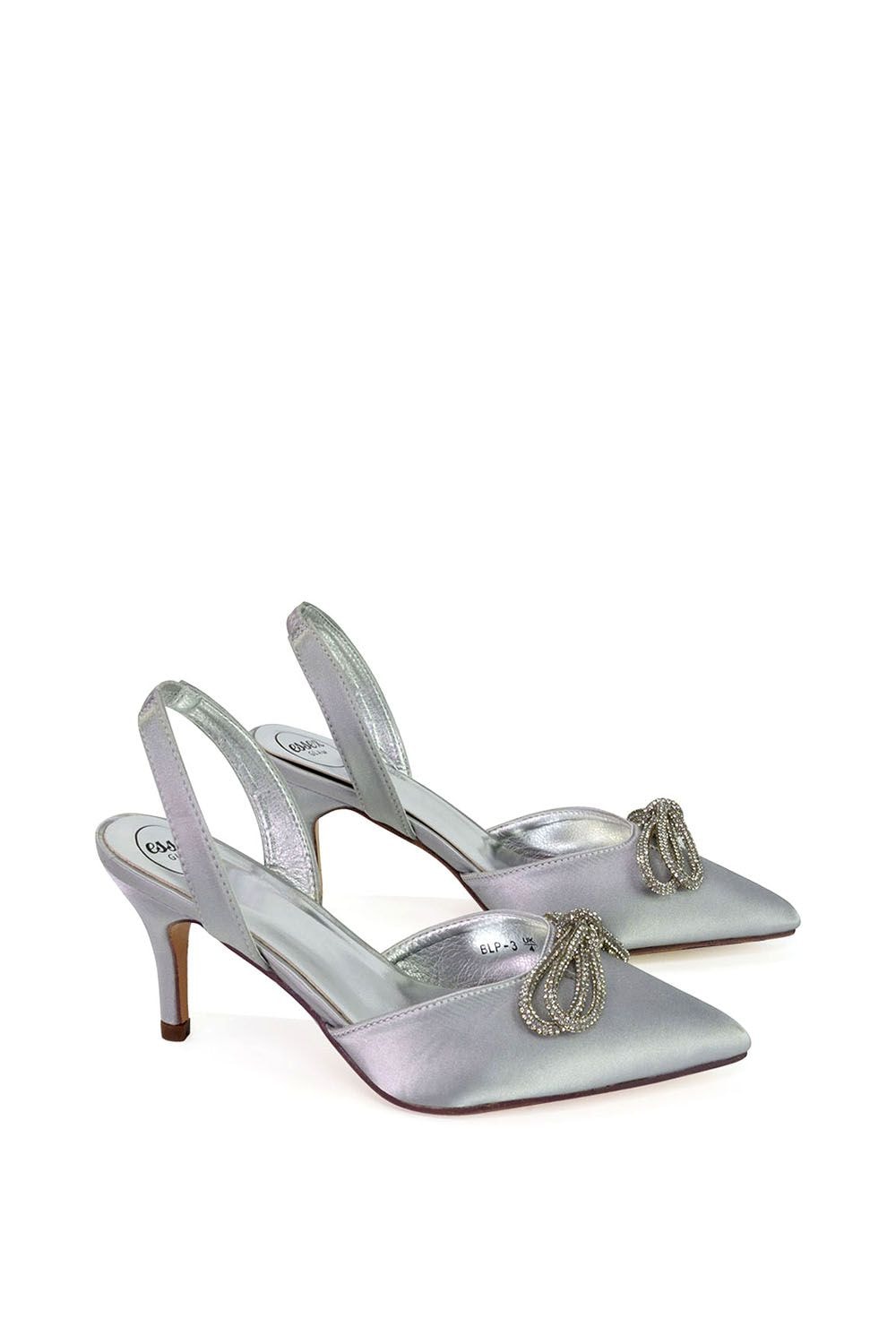 XY London 'Marinah' Slingback Diamante Bow Low Heel Court Shoes image 2
