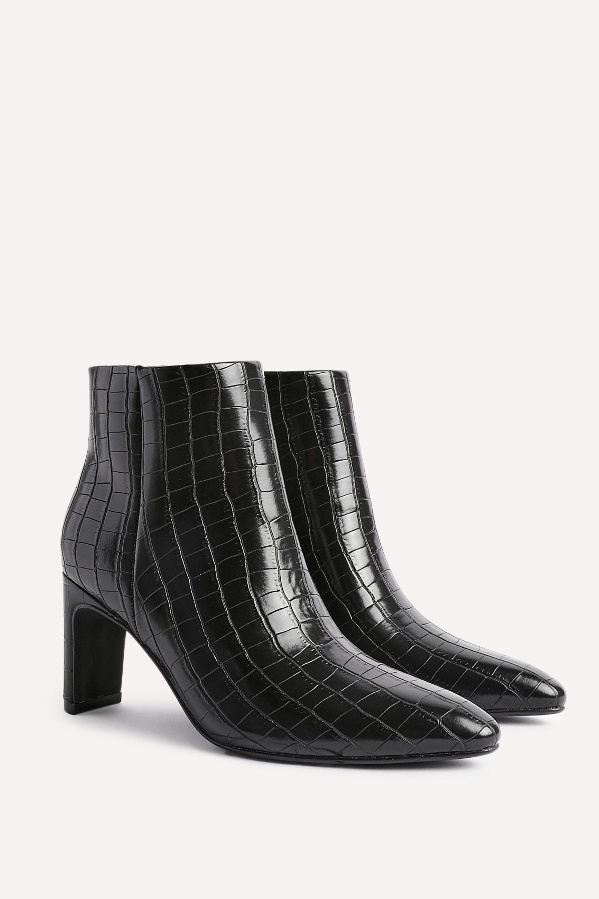 Linzi Alisha Black Faux Croc Leather Heeled Ankle Boot image 5