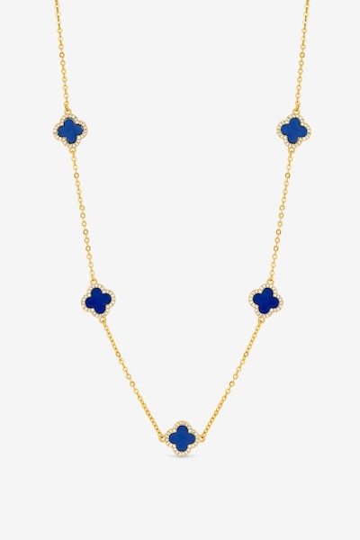 Jon Richard Gold Plated Lapis Station Clover Necklace