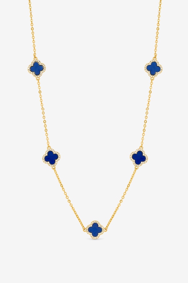 Jon Richard Gold Plated Lapis Station Clover Necklace