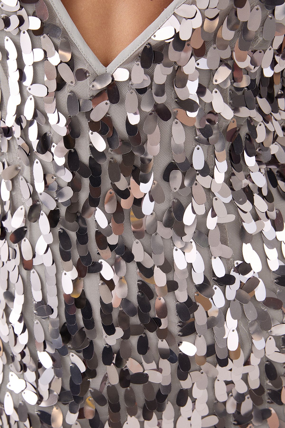 MissPap Dense Teardrop Sequin Midaxi Dress Gun Metal image 5