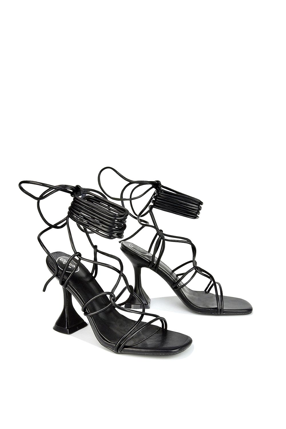 XY London 'Briar' Lace up Square Toe Sculptured Mid High Heels image 4