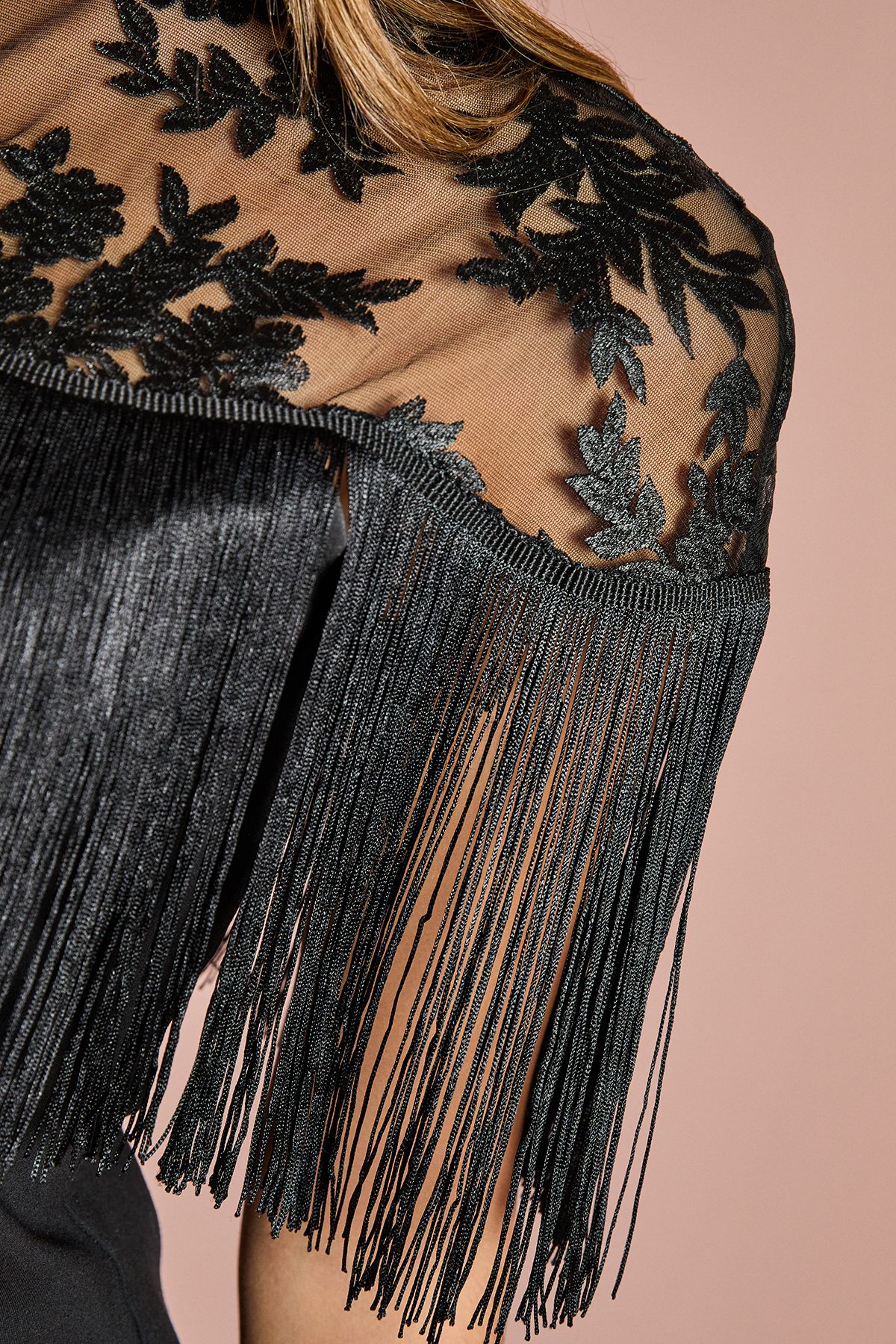 Coast Sleeveless Tassel Embellished Ponte Top Black image 5