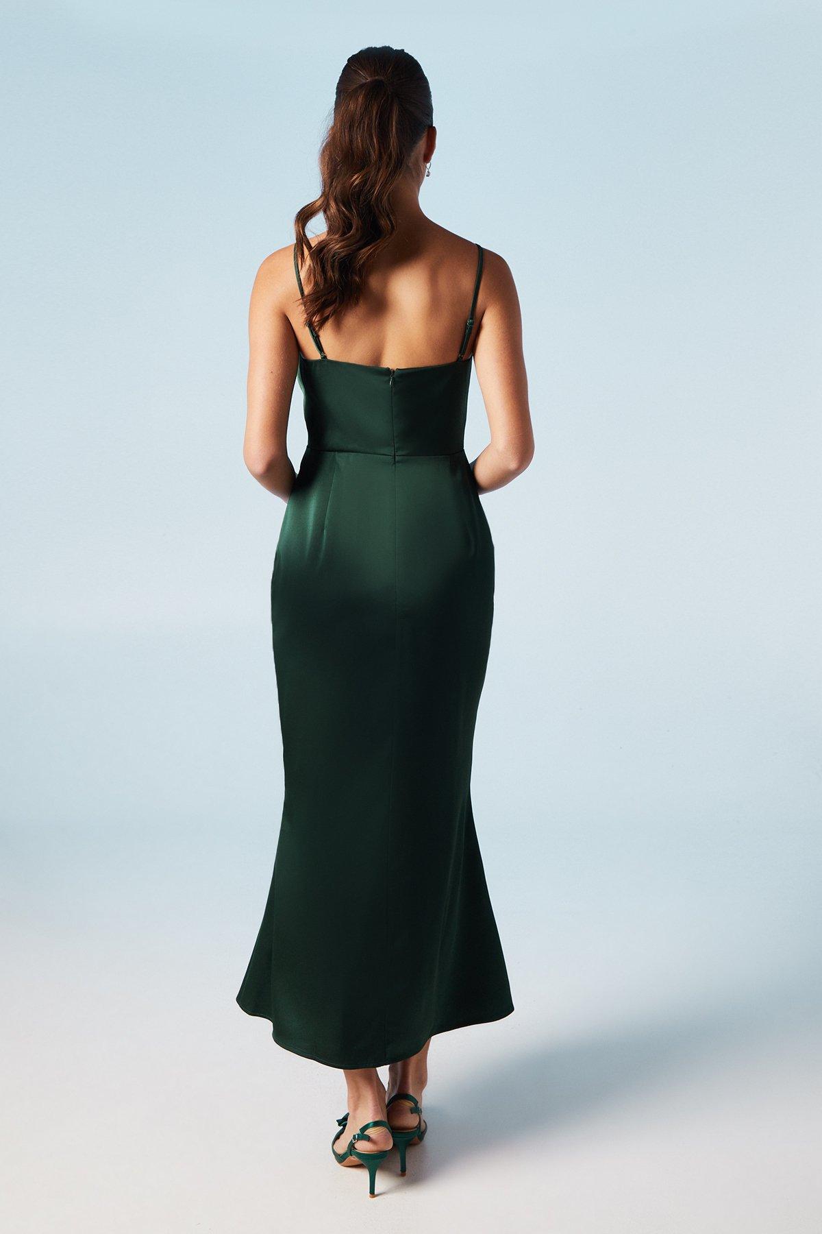 Oasis Strappy Tie Detail Bridesmaids Dress Emerald image 3
