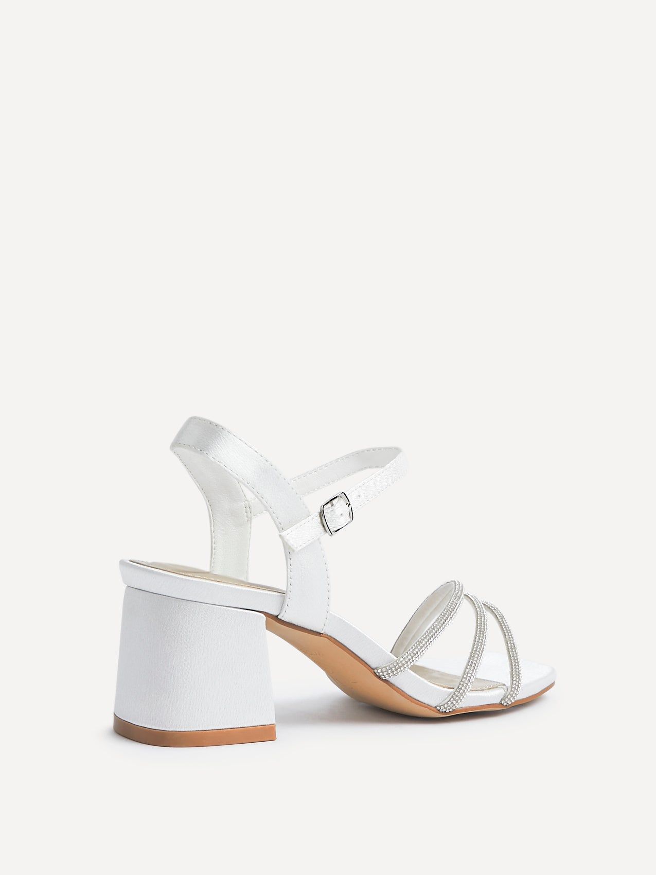 Linzi Mariah Wide Fit Ivory Satin Open Back Heel image 5