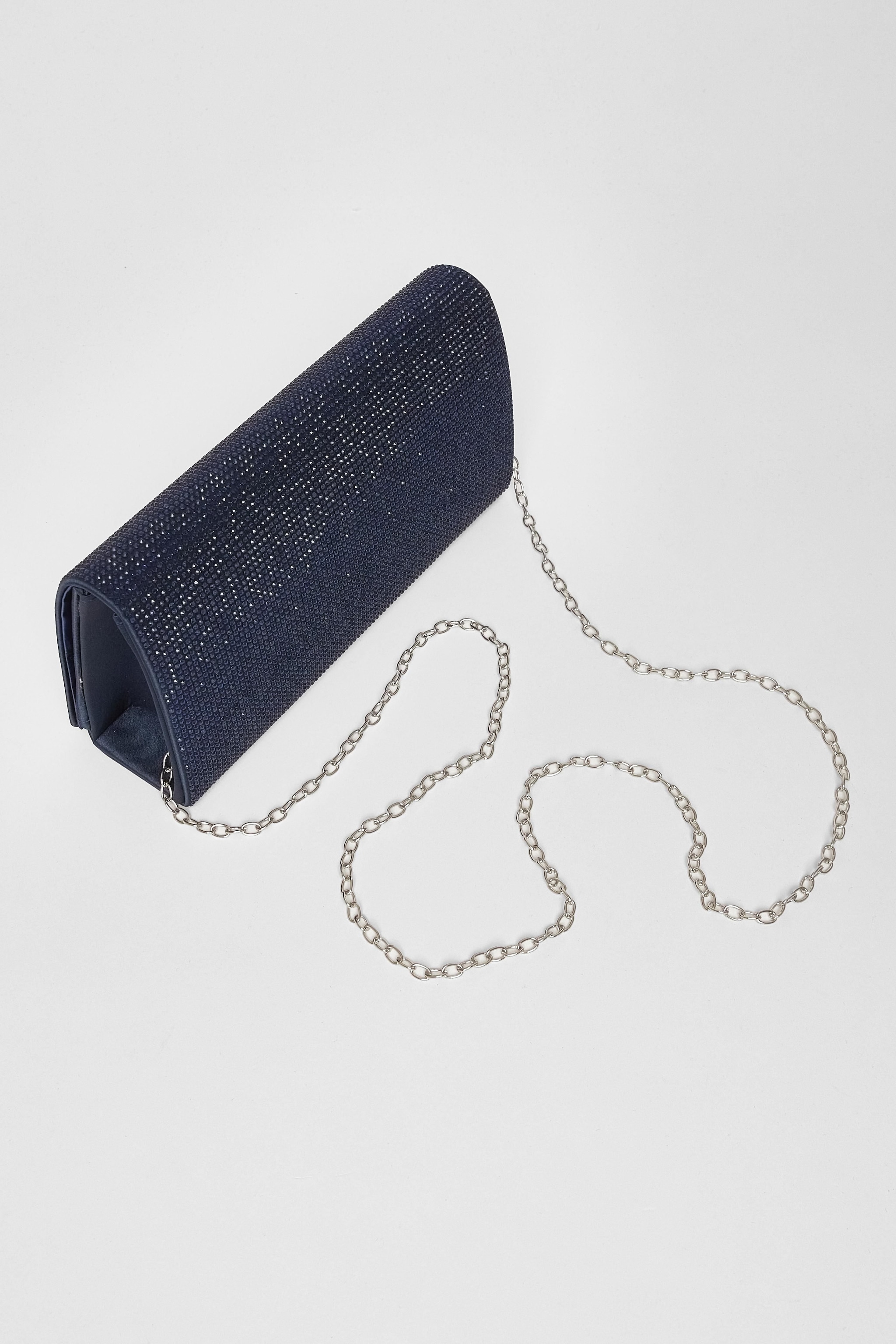 Quiz Navy Diamante Embellished Clutch Bag image 4