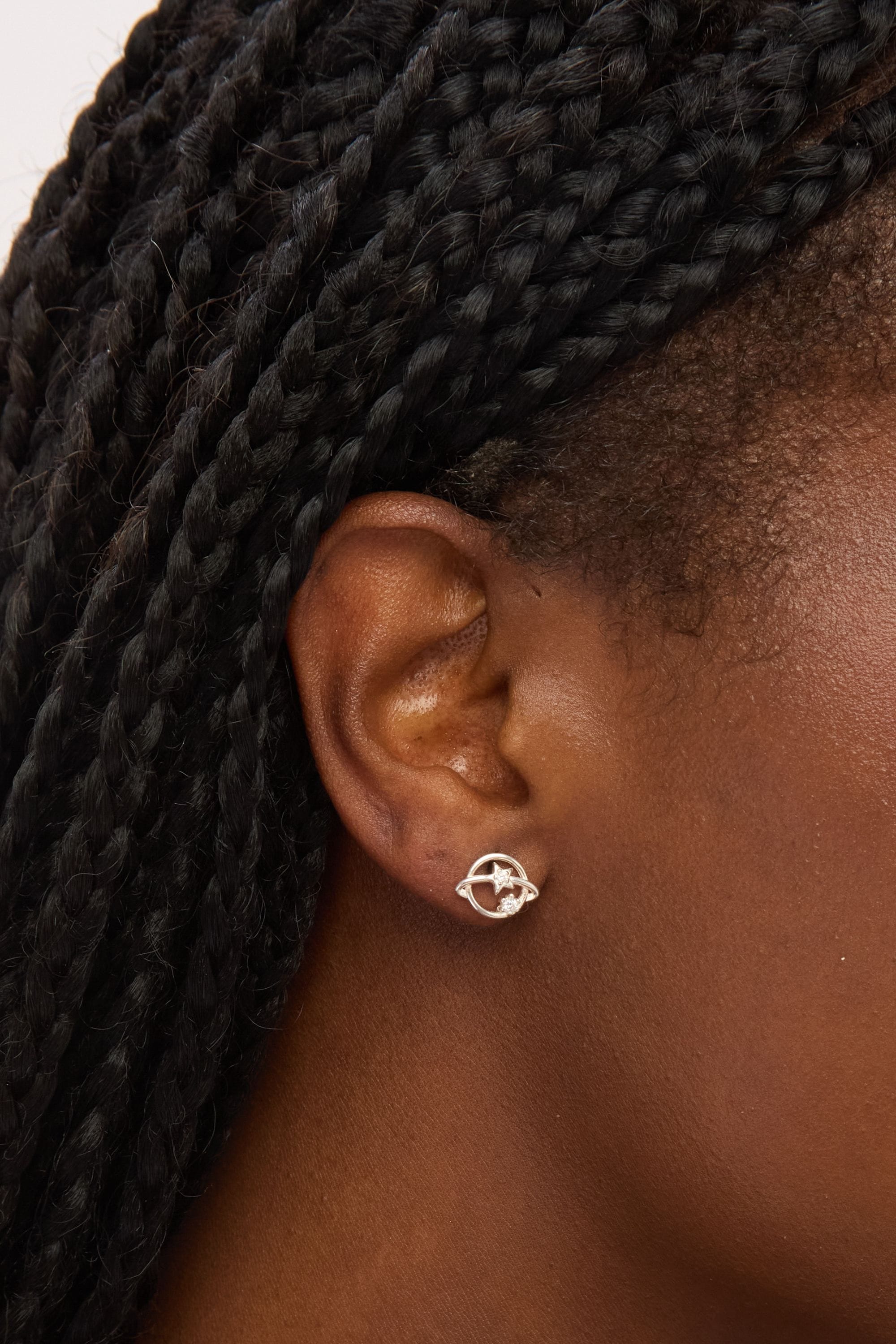 Simply Silver Sterling Silver 925 Polished and Cubic Zirconia Orb Stud Earrings image 2