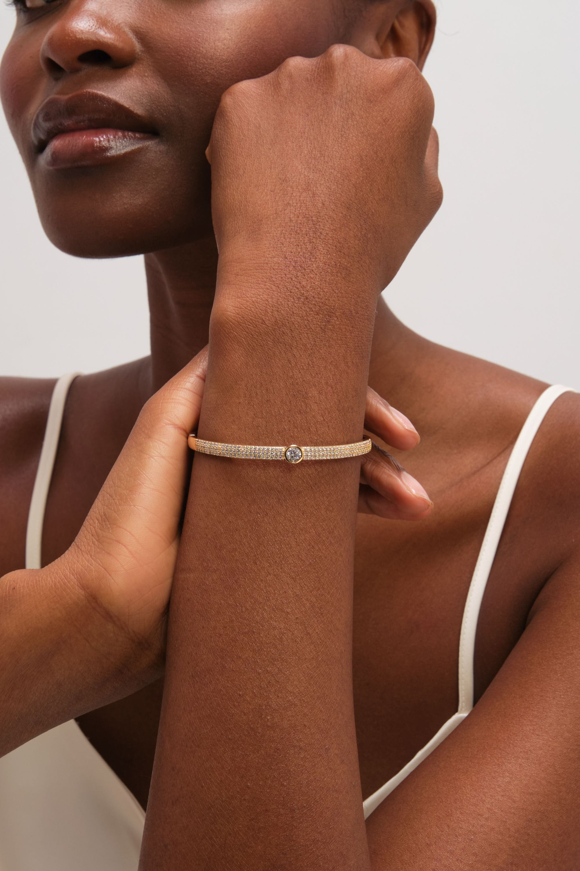 Jon Richard Gold Plated Crystal and Pave Stone Bangle image 2