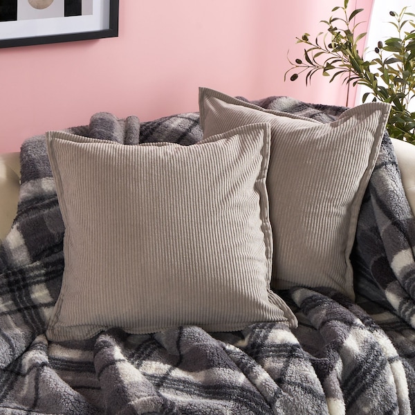 OHS 2 Pack Ribbed Oxford Edge Corduroy Cushion Covers Square Pillowcases