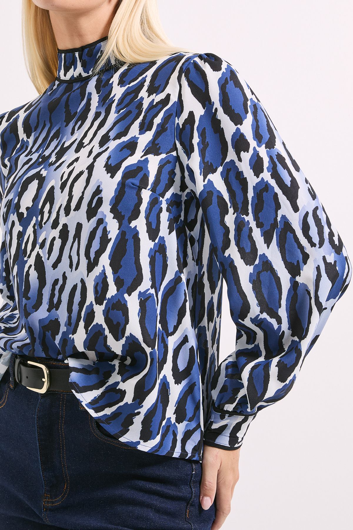 Principles Leopard Print High Neck Blouson Sleeve Blouse Animal image 2
