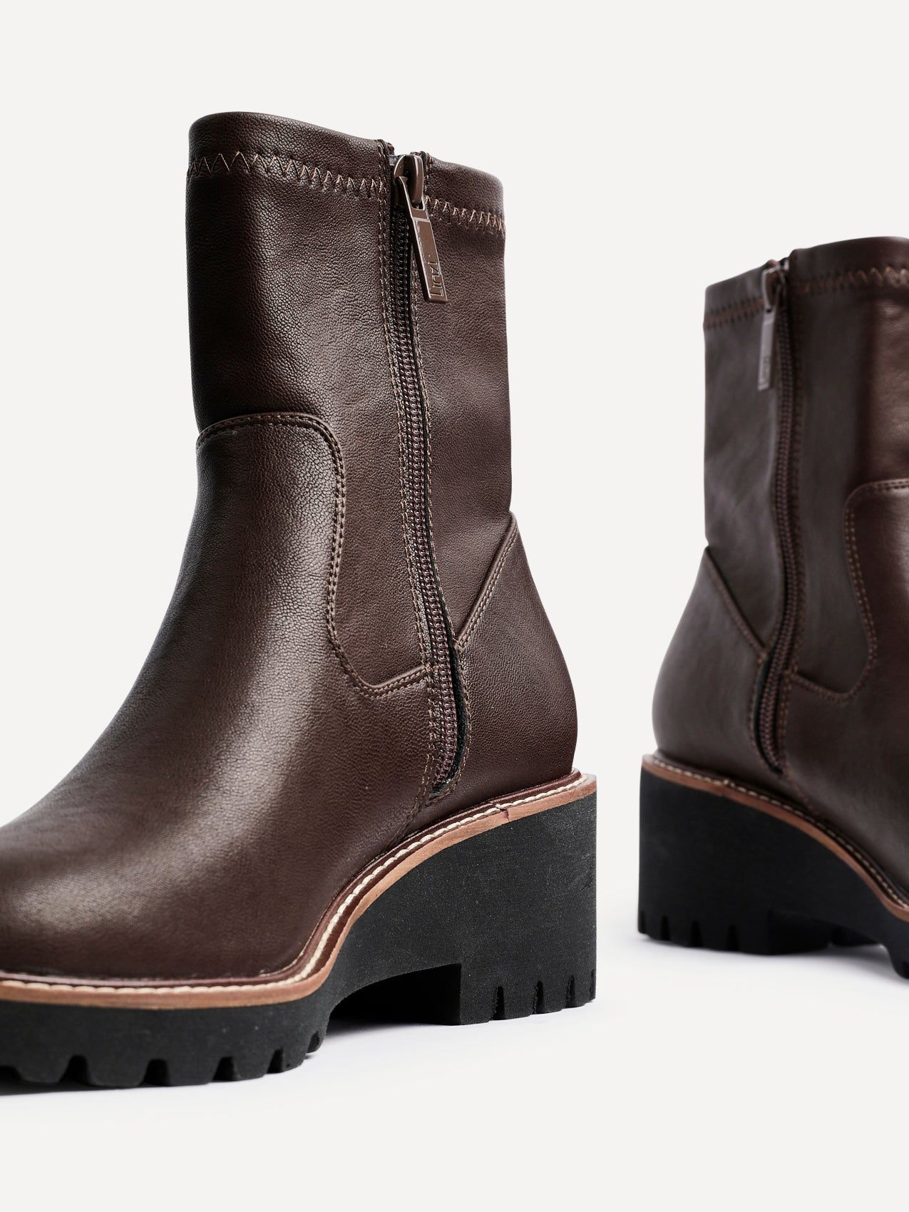 Linzi Trish Brown Faux Leather Wedged Heel Ankle Boot image 4