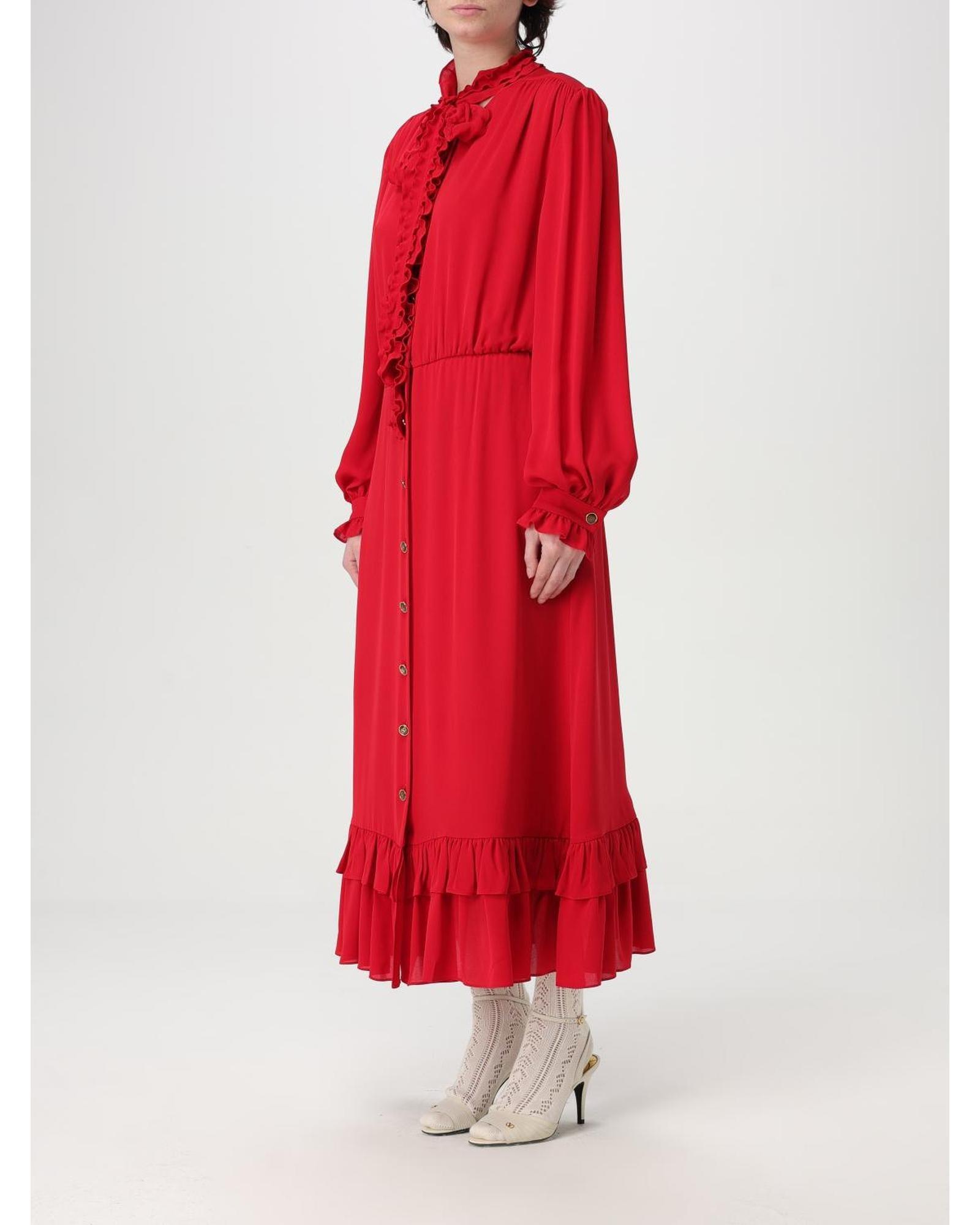 Valentino Ruffled Midi Dress Wo - Red Dresses image 3