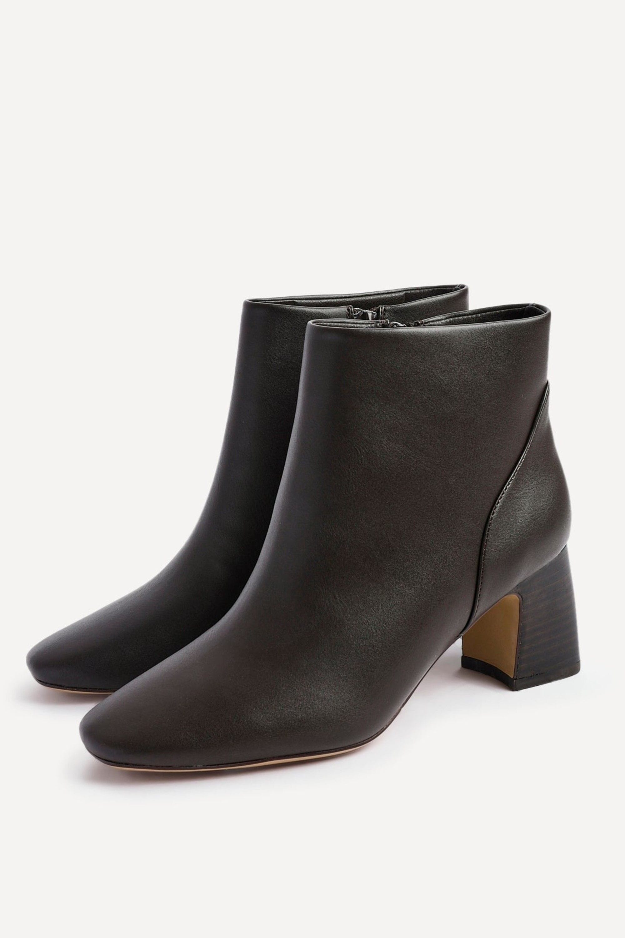 Linzi Cove Brown Faux Leather Soft Square Toe Block Heel Ankle Boot image 5