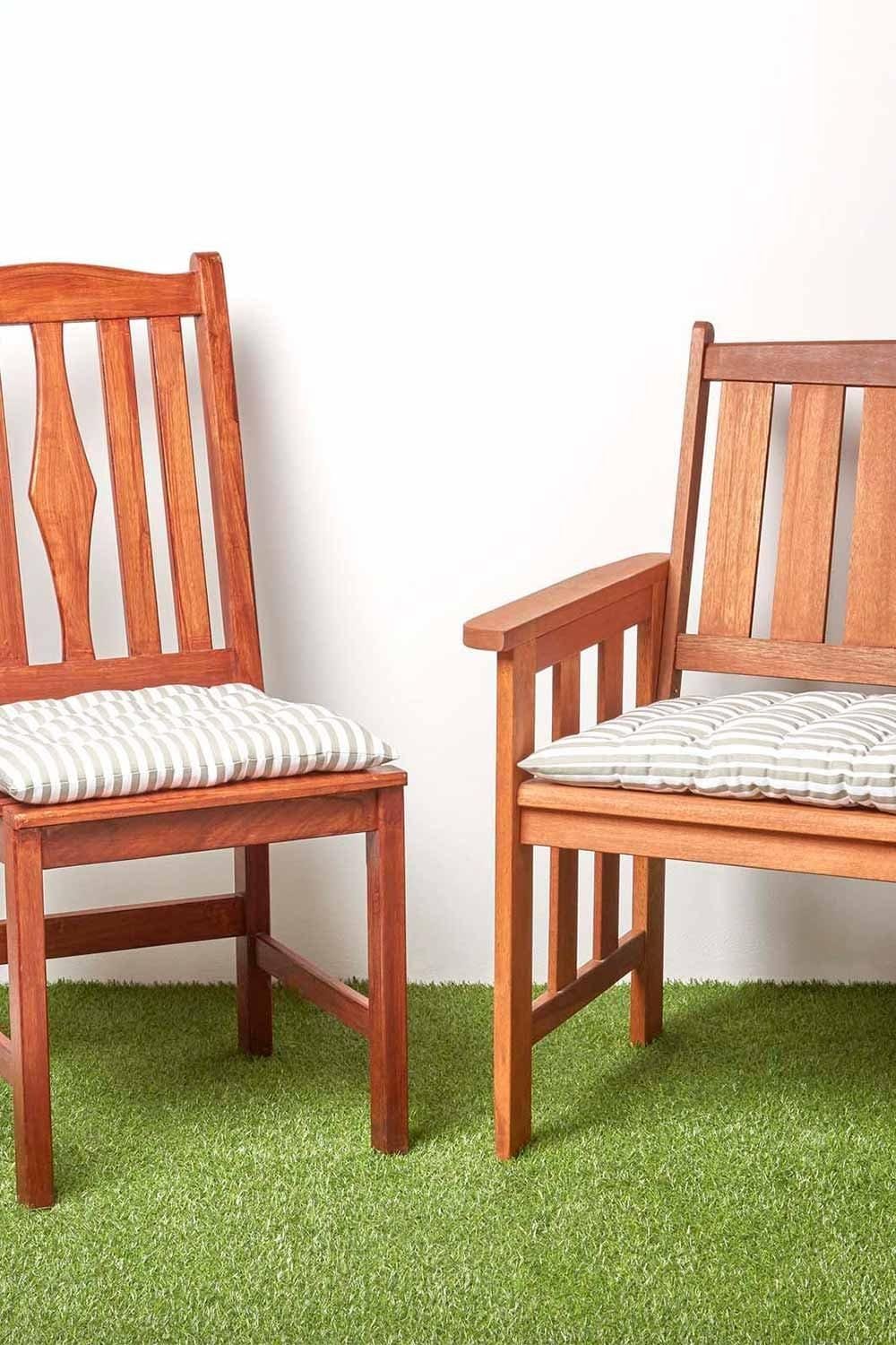 Homescapes Garden Bench Cushion Luxury 2 Seater Cotton Grey Striped Indoor Outdoor Pad image 6