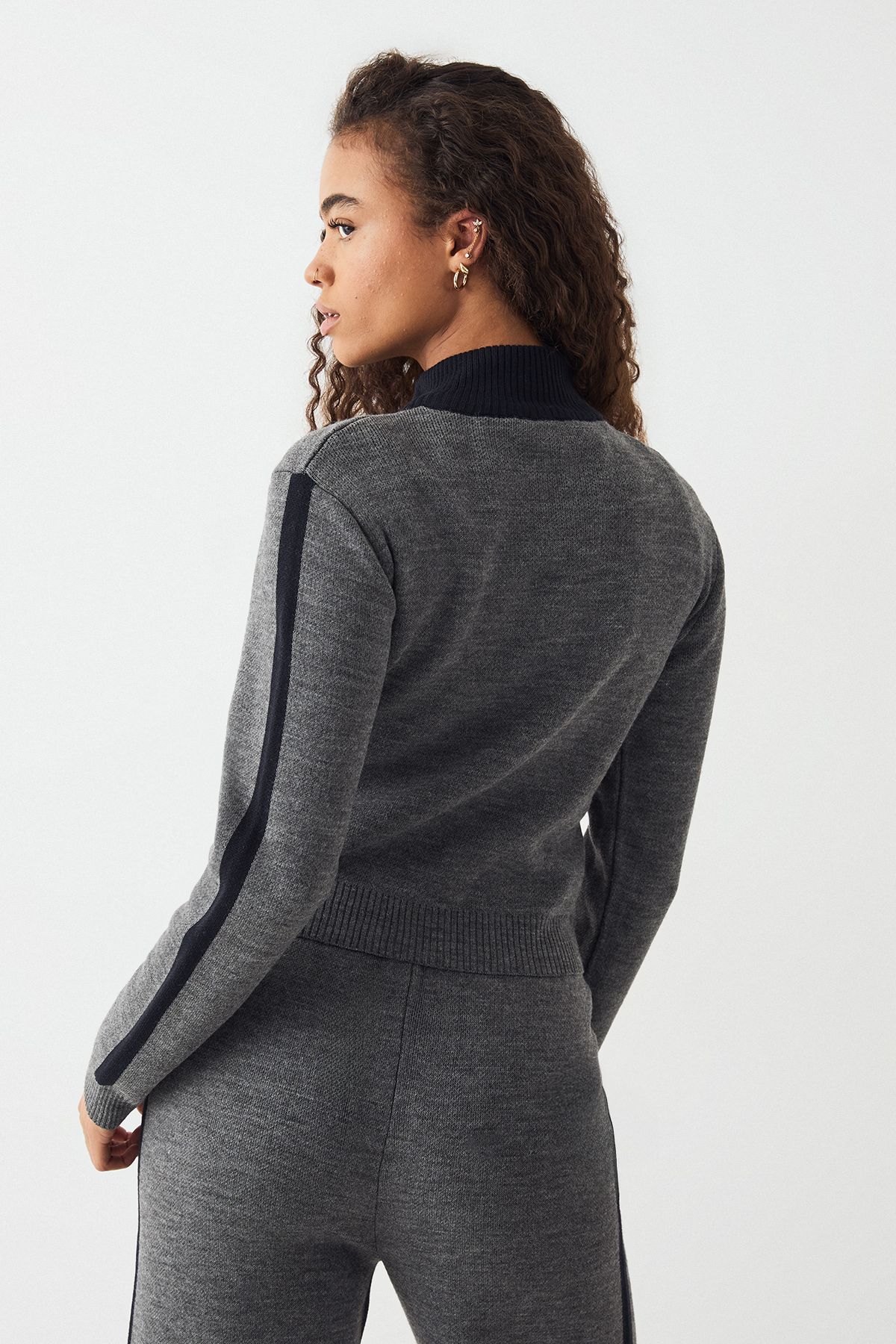 DSGN Studio DSGN Studio Fitted Zip Through Sweatshirt Charcoal image 2