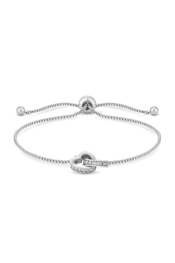 Jon Richard Rhodium Cubic Zirconia Heart Toggle Bracelet