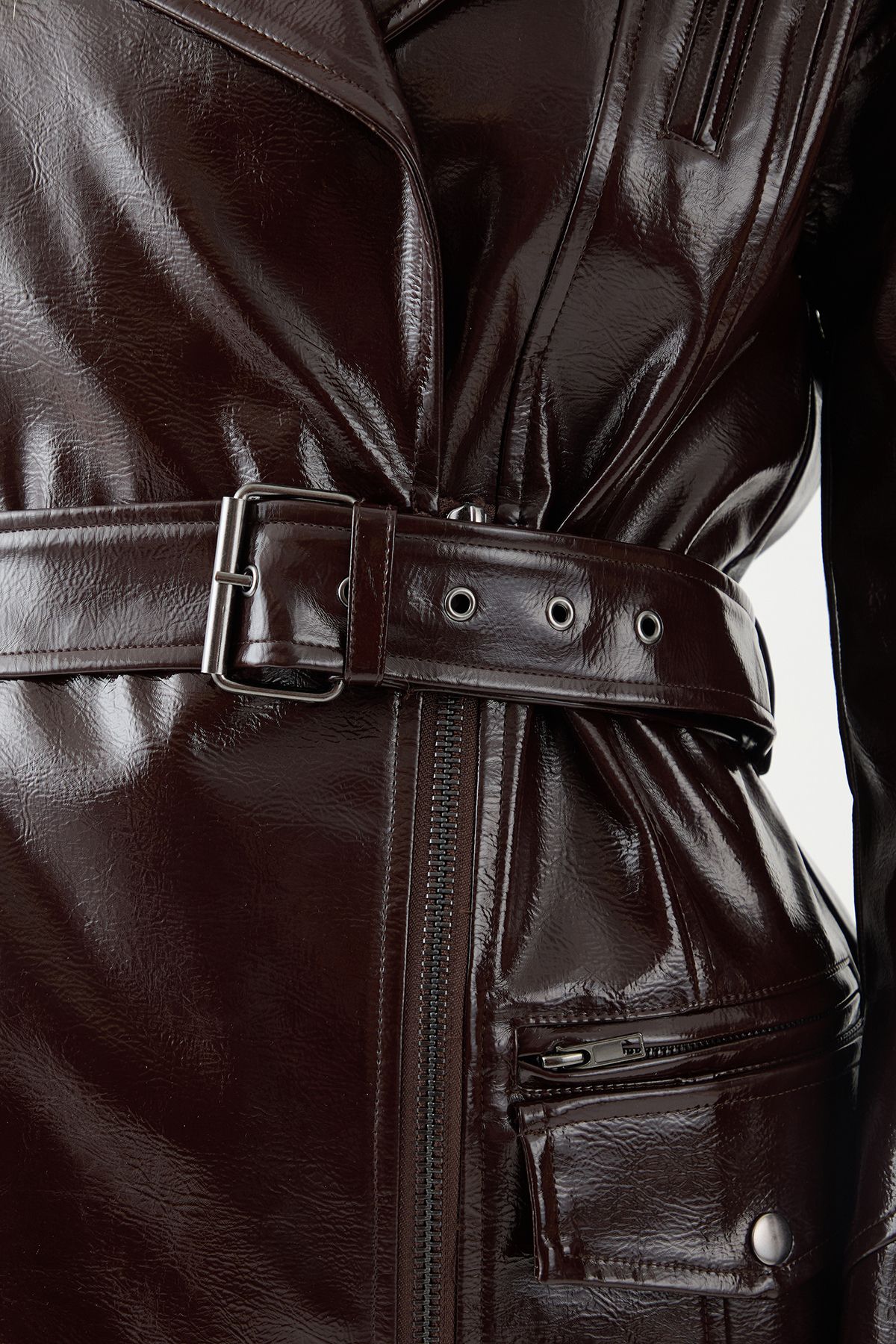 MissPap Premium Vinyl Extreme Shoulder Trench Wine image 5