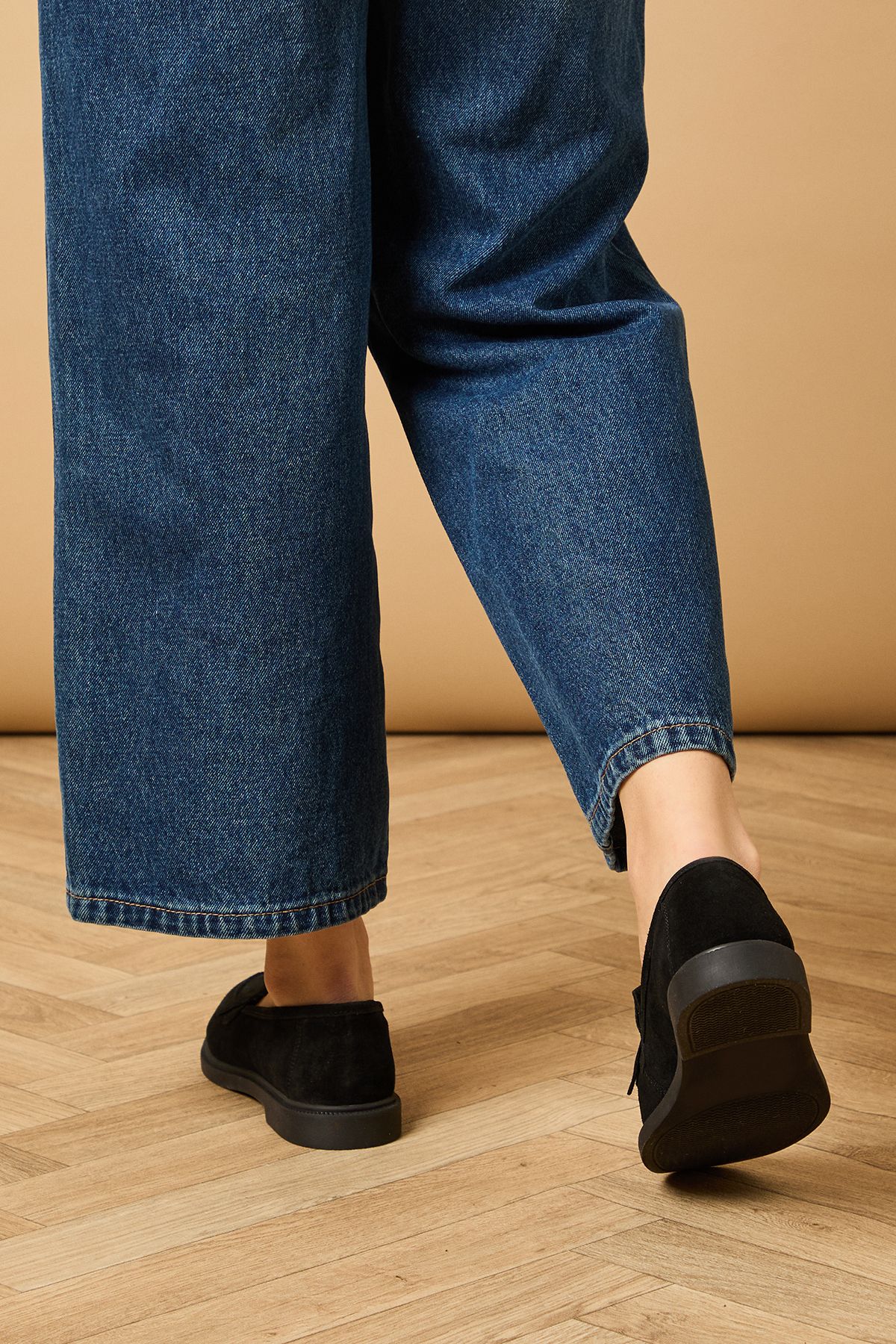 Oasis Brighton Real Leather Tassel Loafers Natural Black image 4