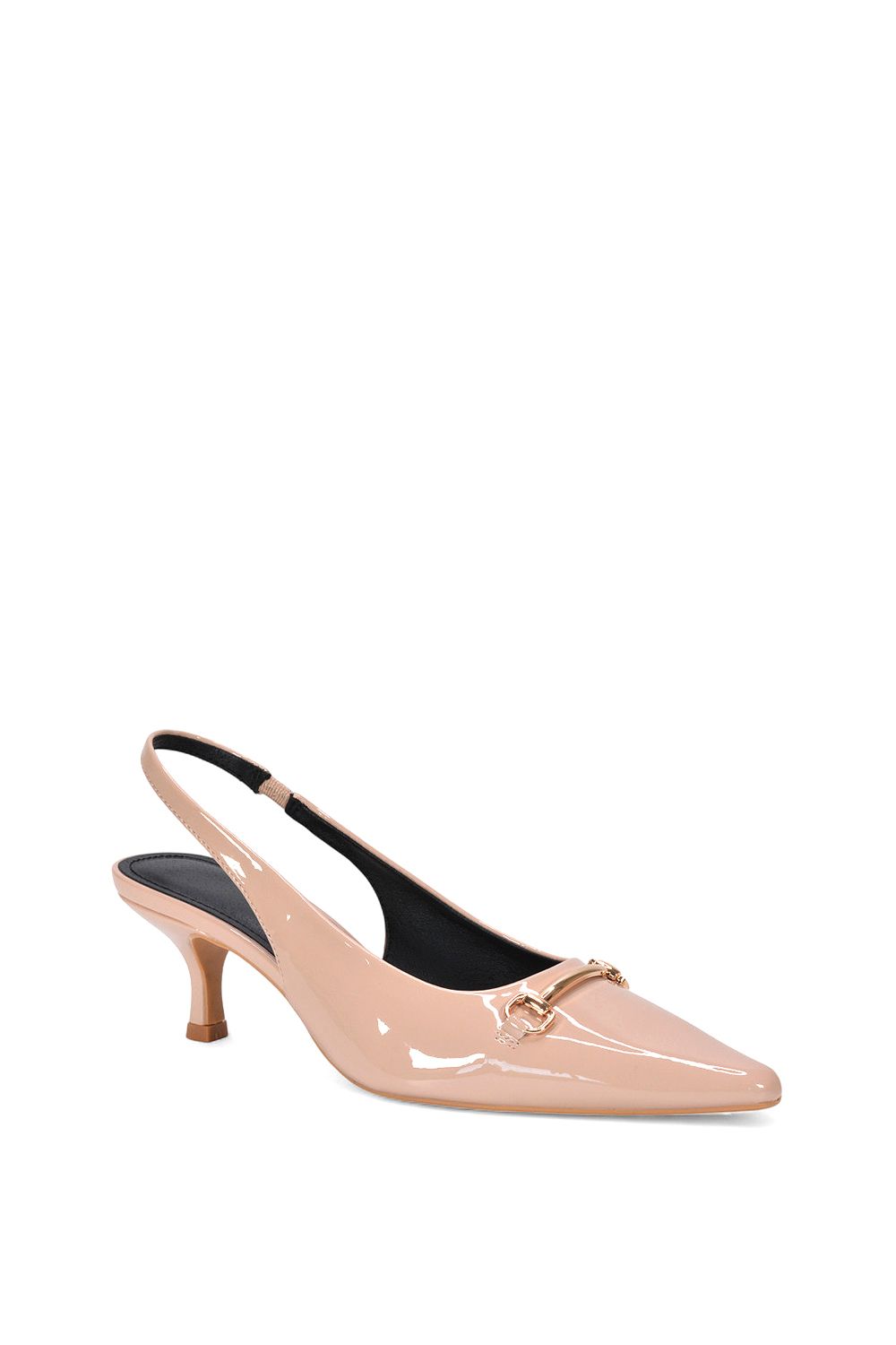 XY London 'Jane' Pointed Toe Slingback Mid Kitten Heels with Buckle image 2