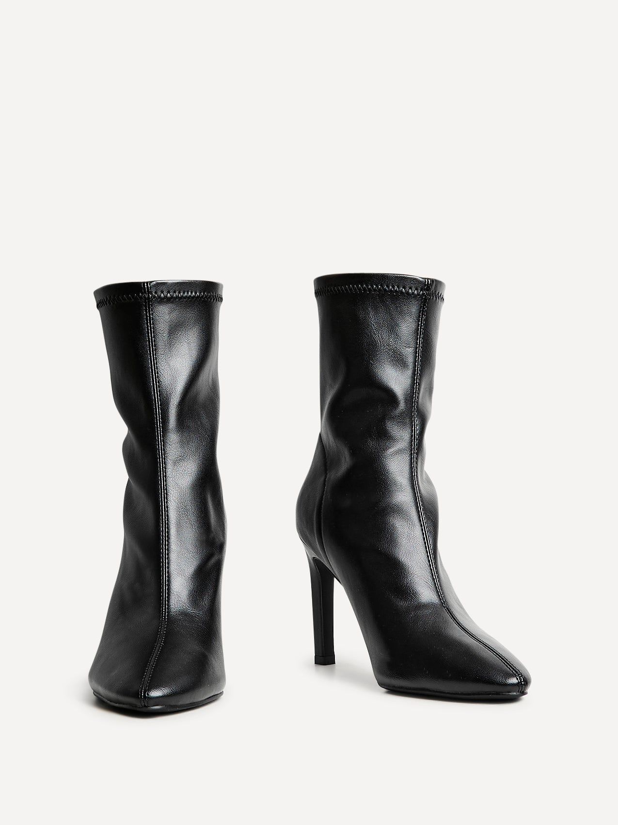 Linzi West Black Faux Leather Pointed Stretch Heeled Ankle Boot image 3