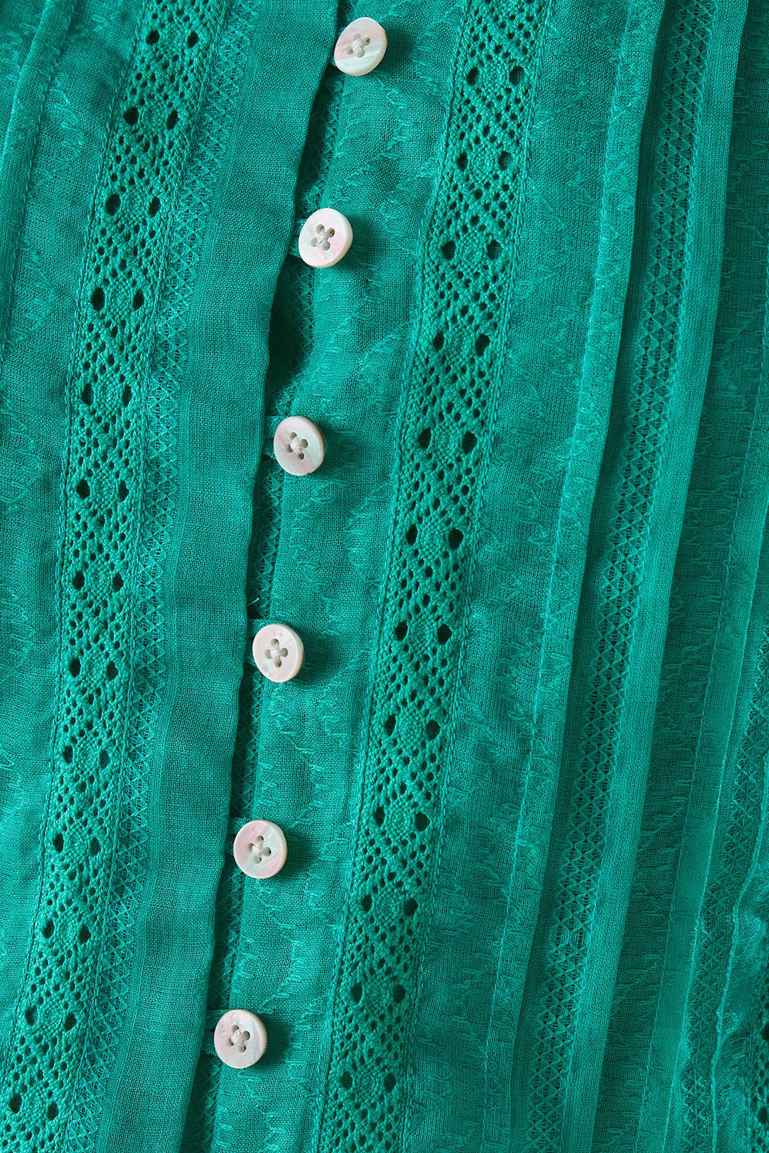 Warehouse Cotton Dobby Trim Insert Boho Skirt Green image 5