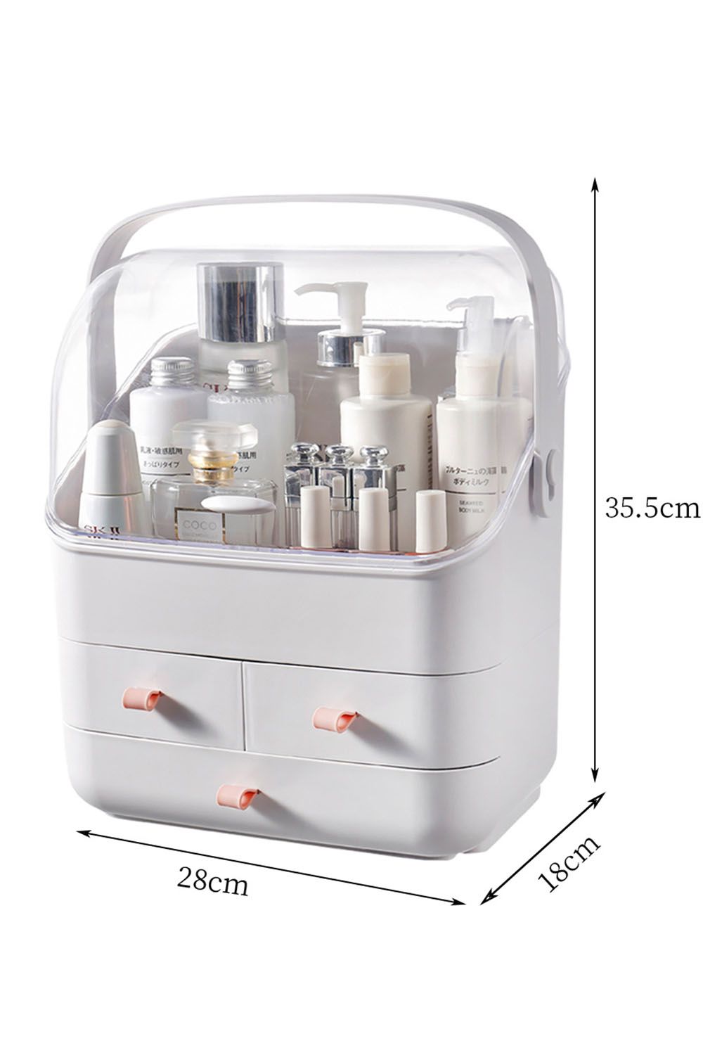 SHEONLY Makeup Desktop Organizer Holder Cosmetic Storage Box with Portable Handle image 6