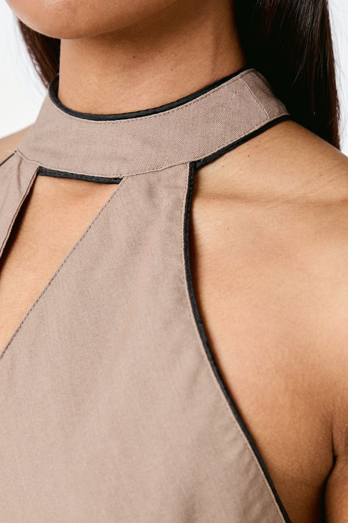 Principles Contrast Detail Halterneck Midi Dress Taupe image 5
