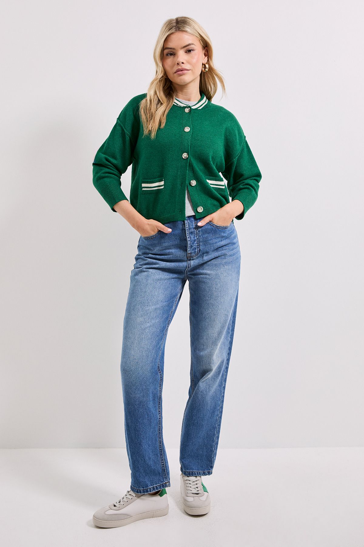 Dorothy Perkins Dark Green Knitted Bomber Jacket Green image 2