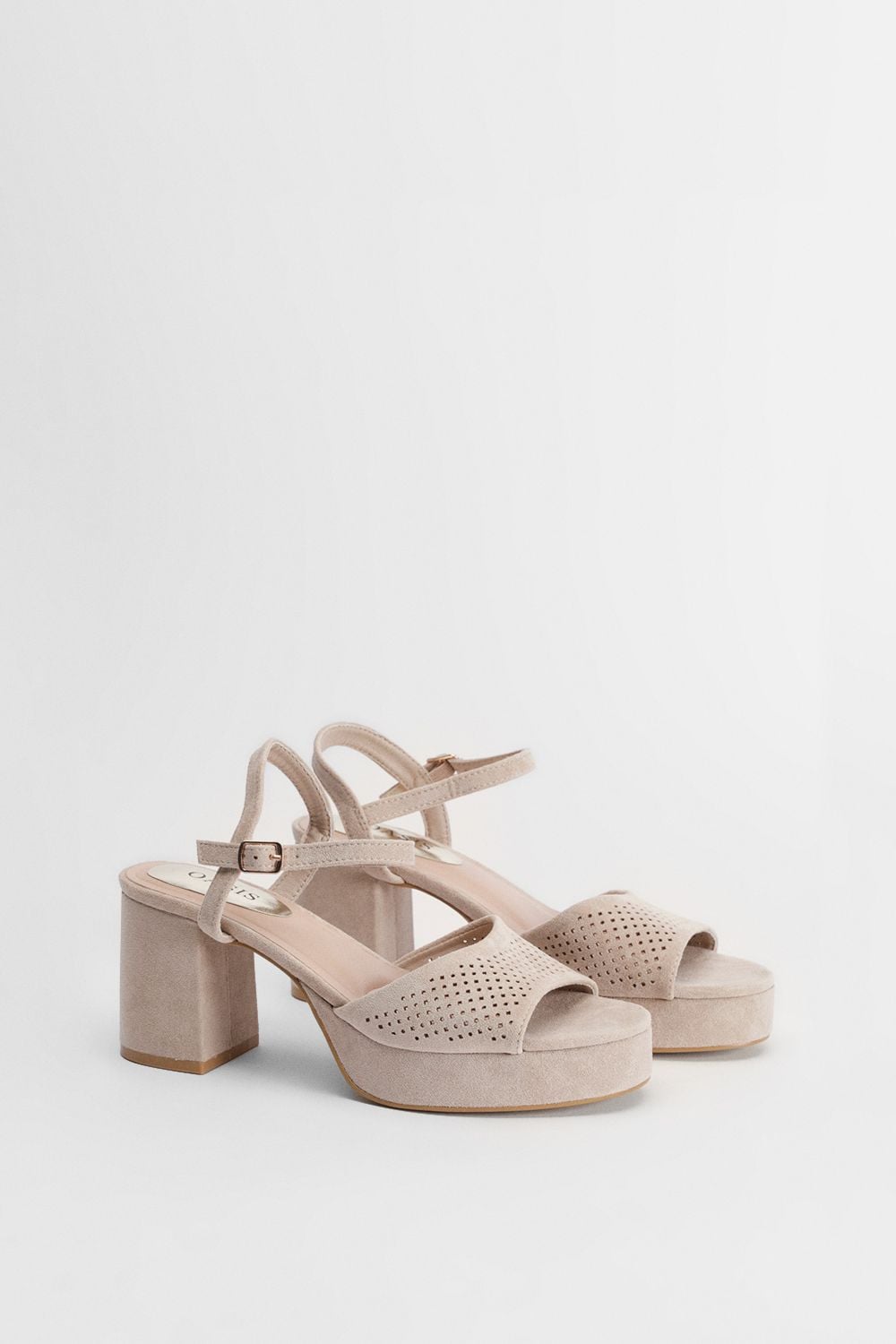 Oasis Carolynne Faux Suede Block Heel Open Toe Platform Sandals Light Pink