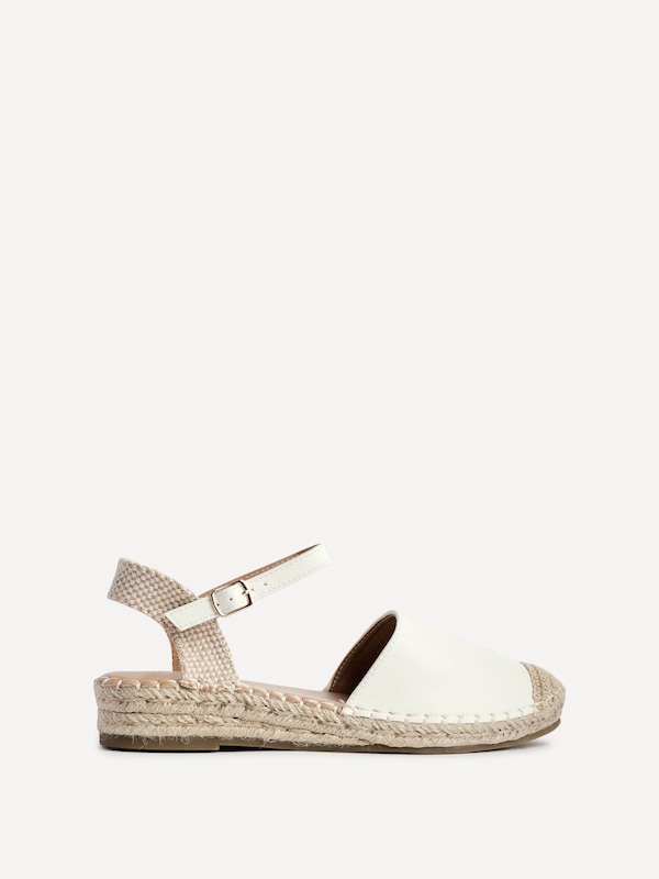 Linzi Neroli White Faux Leather Closed Toe Espadrille Flatform Sandal