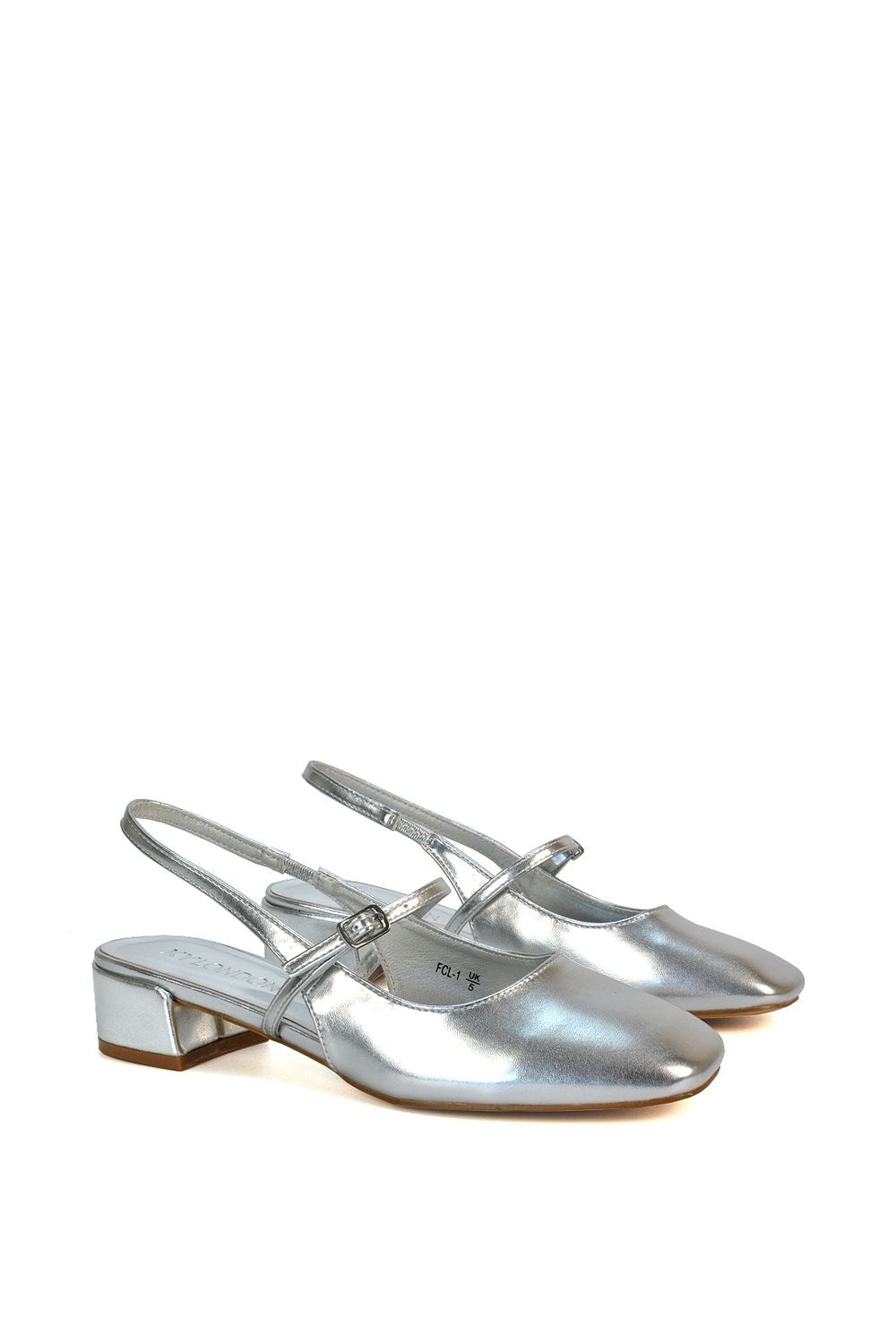 XY London 'Marie' Low Block Heel Square Toe Closed Toe Slingback Shoes image 3