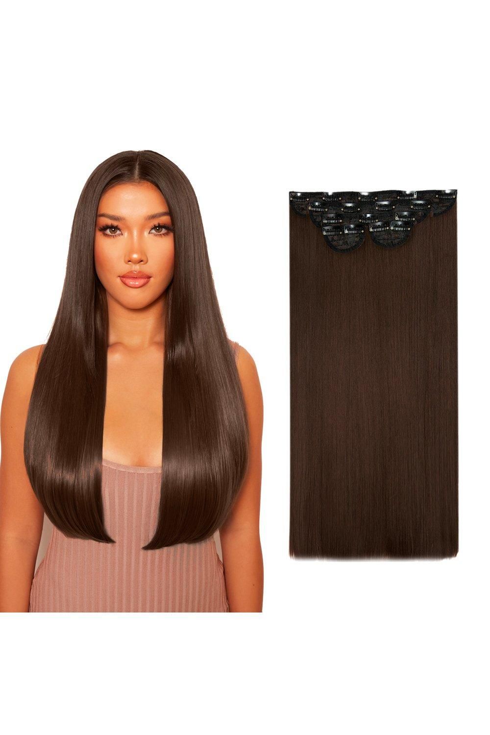 Lullabellz Super Thick 22" 5 Piece Straight Clip In Extensions Choc Brown image 3