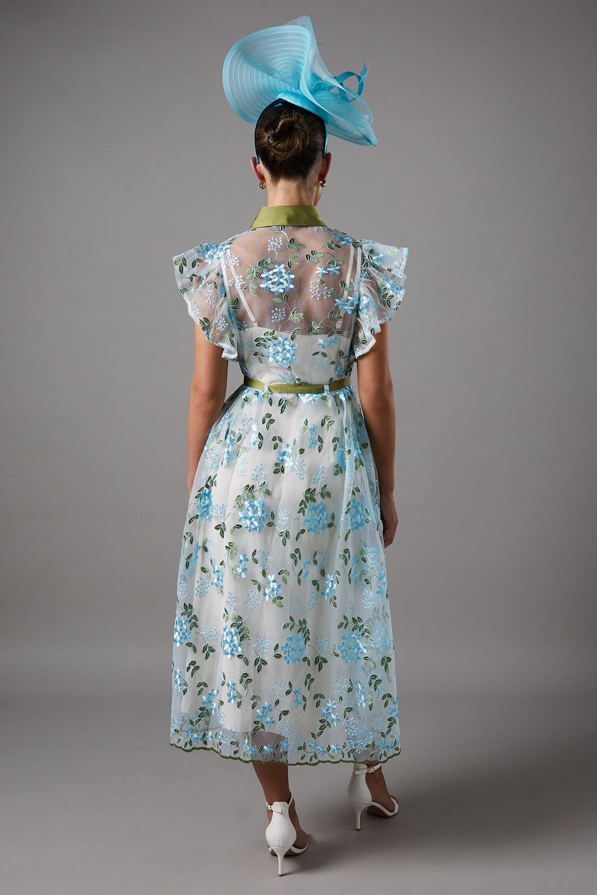 Coast Embroidered Mesh Shirt Midi Dress White image 3