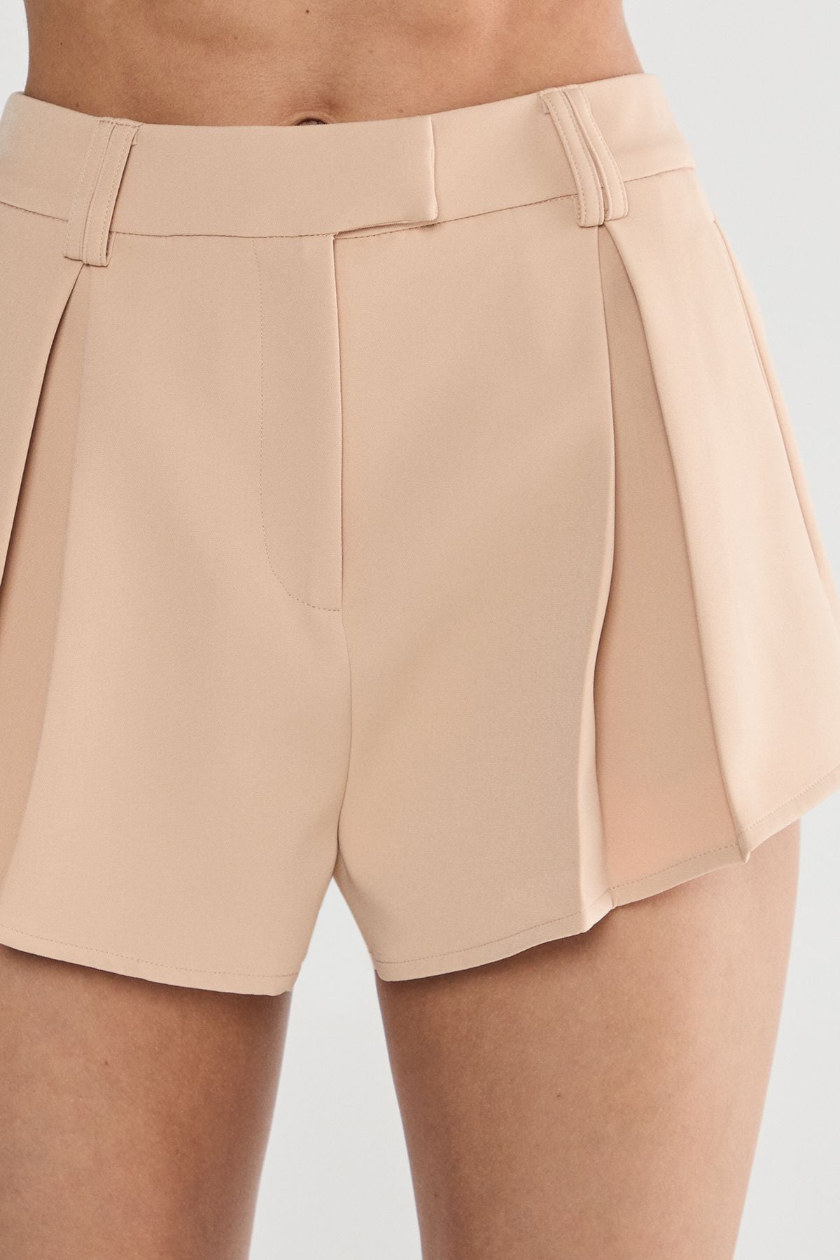 NastyGal Tailored Pleated Front Shorts Sand image 3