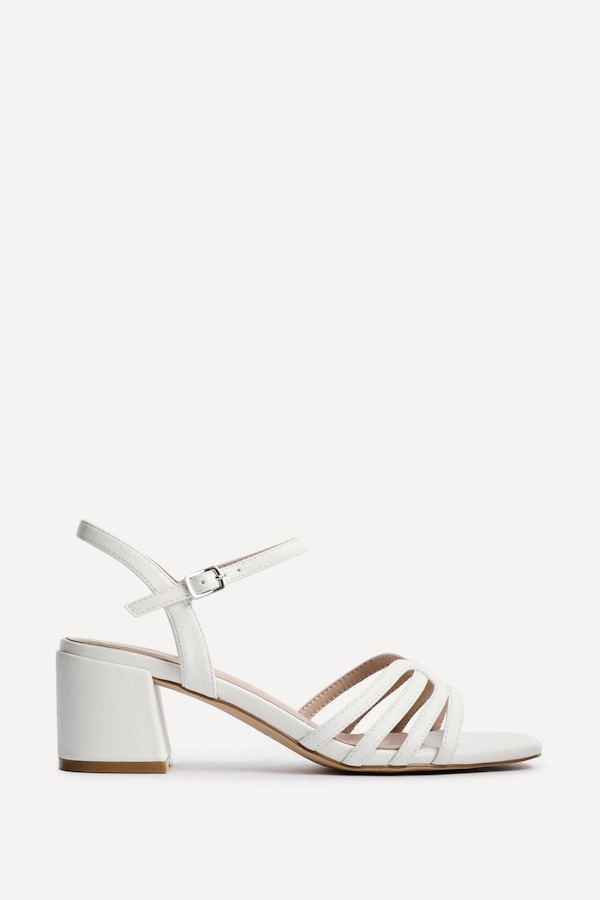 Linzi Adira White Faux Leather Strappy Heeled Sandals